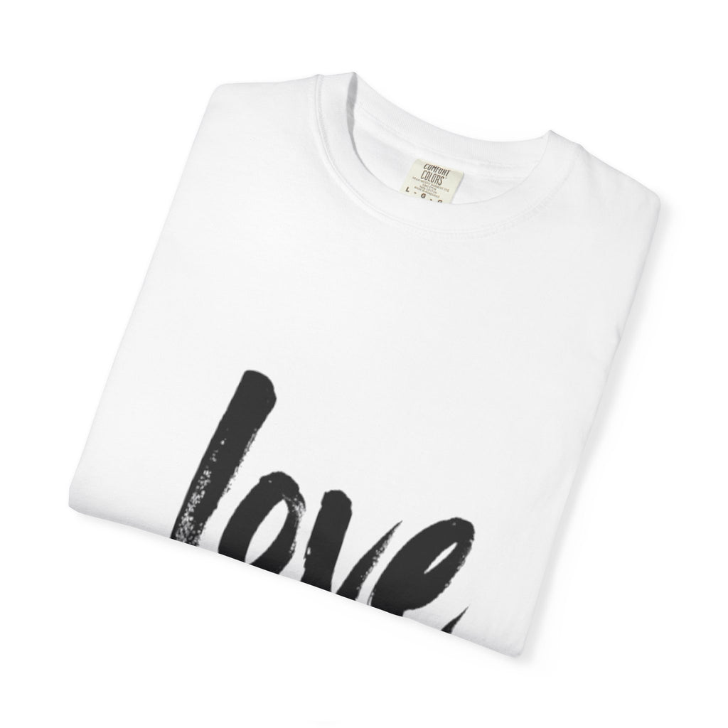 Love Script T-Shirt — Minimalist Casual Tee with Brushstroke 'love' Design