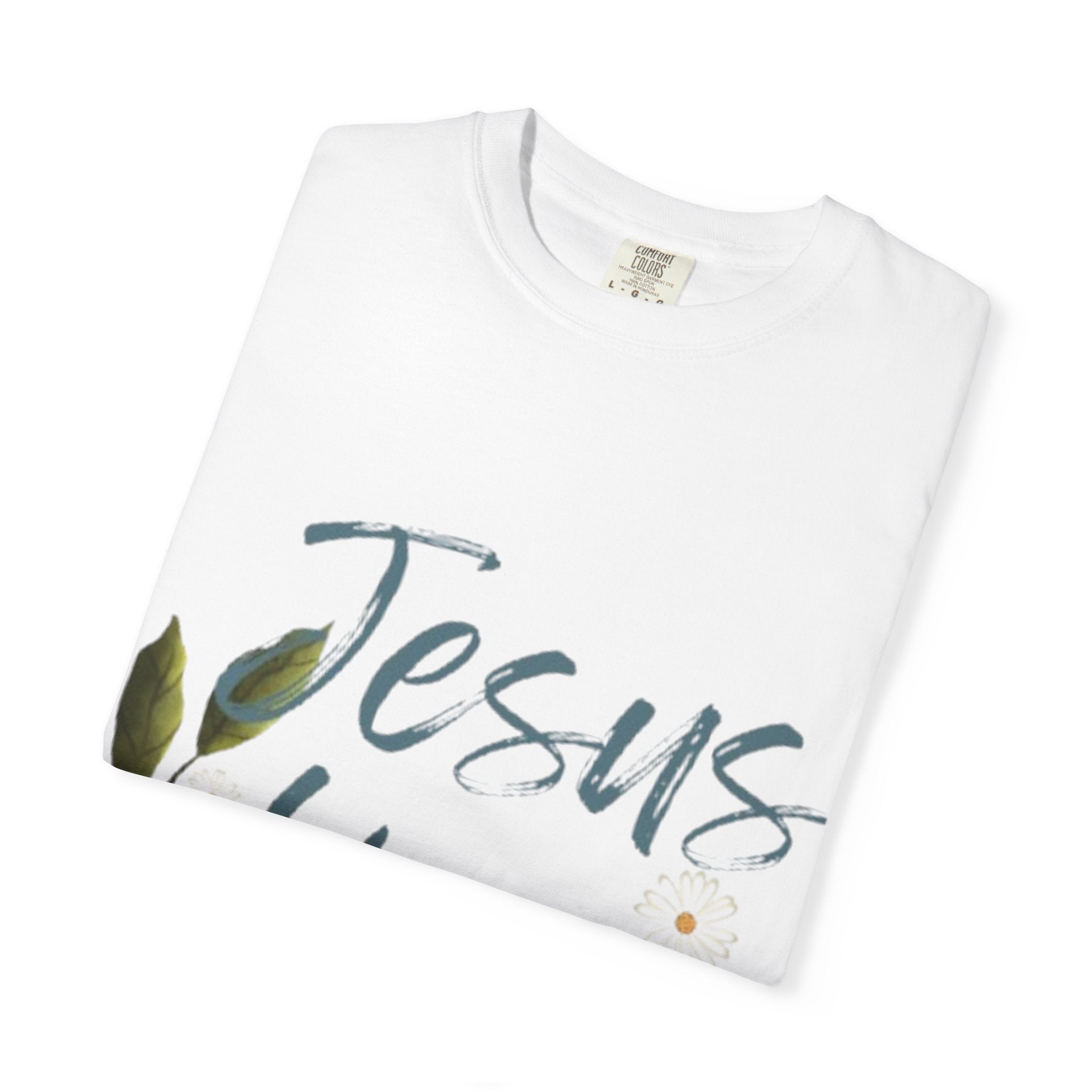 Jesus Lives T-Shirt — Floral Script Christian Tee