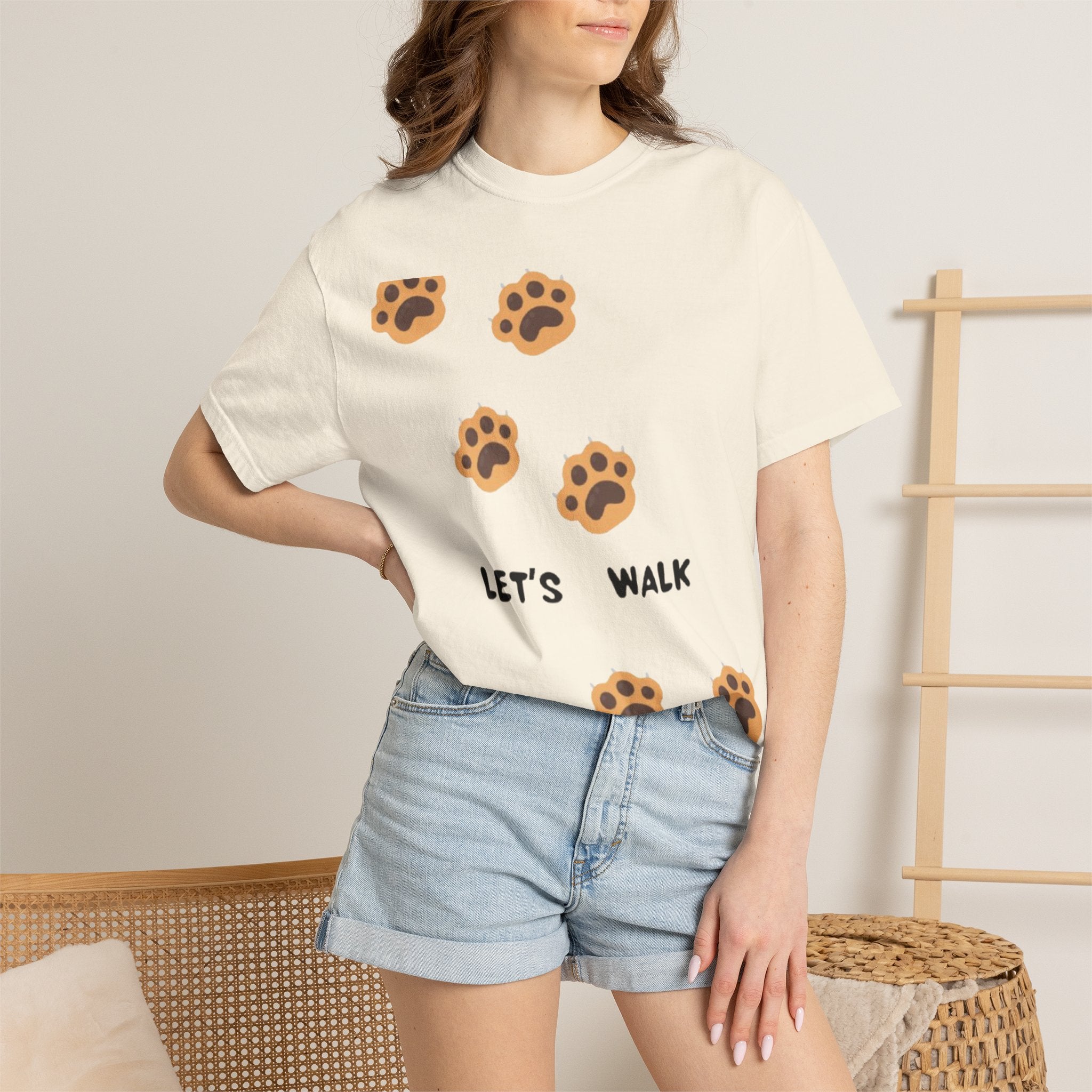 Let's Walk Paw Print T-Shirt
