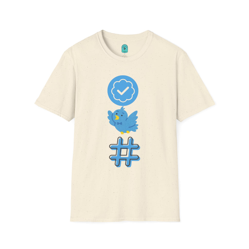 Verified Blue Bird T-Shirt — Social Media Checkmark & Hashtag Graphic Tee