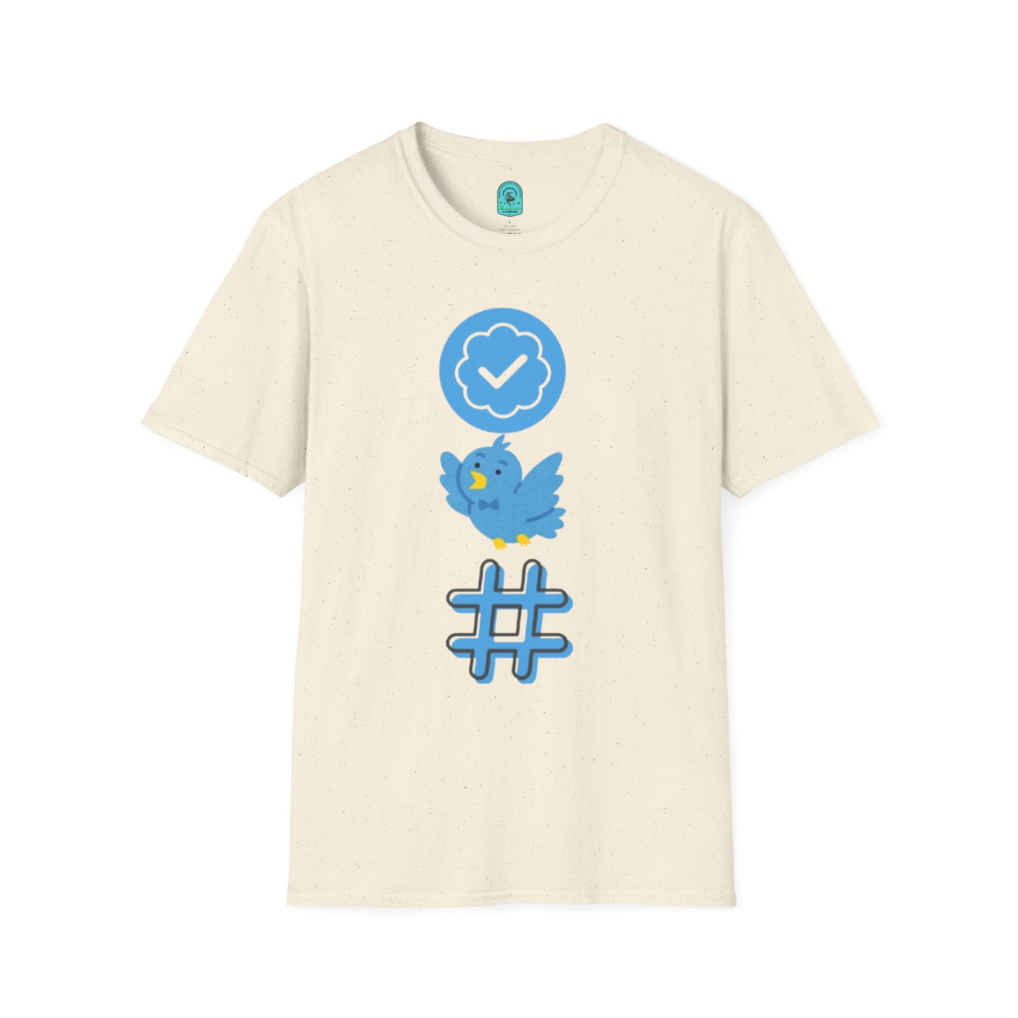 Verified Blue Bird T-Shirt — Social Media Checkmark & Hashtag Graphic Tee