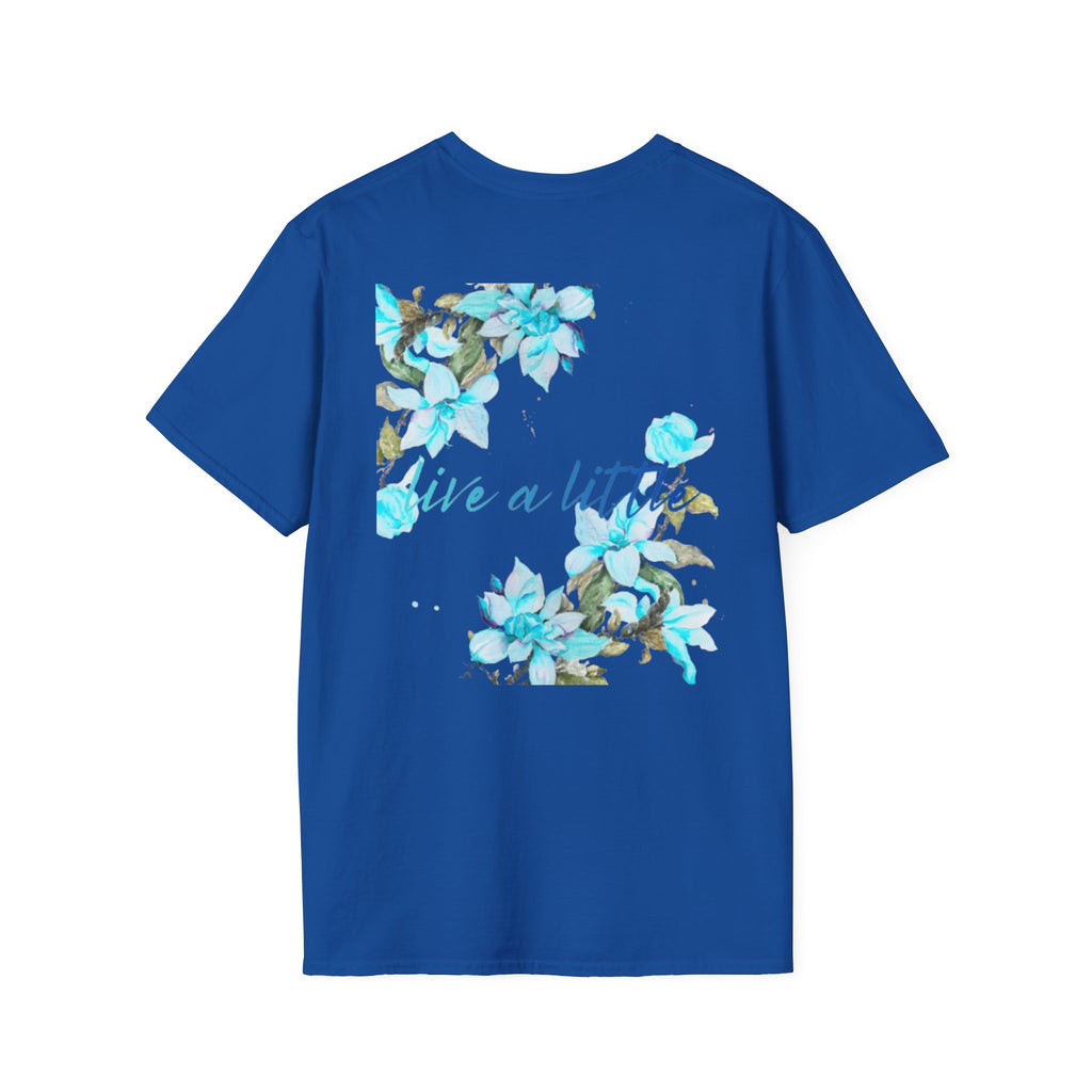 Floral 'Give a Little' Tee – Blue Watercolor Flower T-Shirt