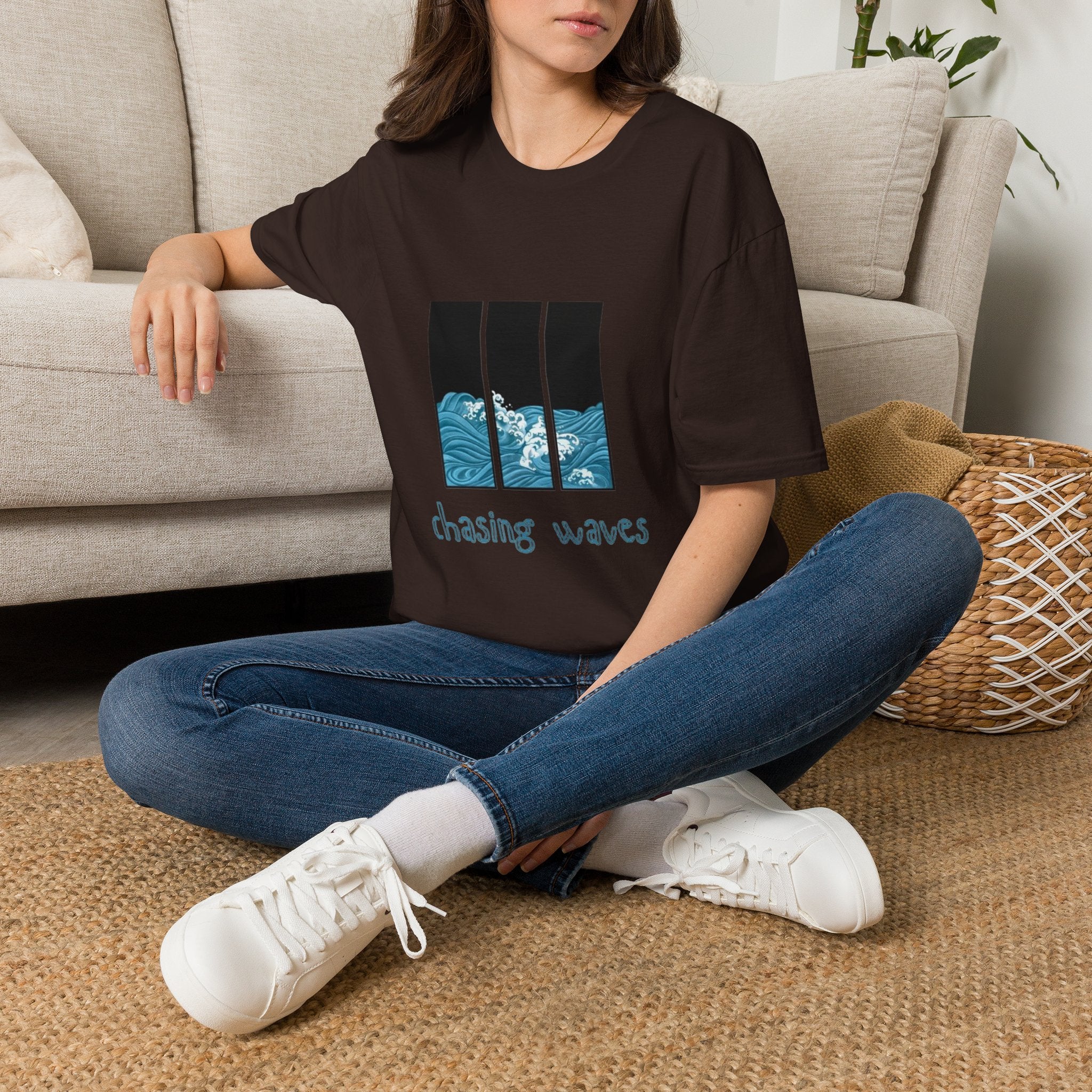 Waves Triptych T-Shirt — "Chasing Waves" Graphic Tee