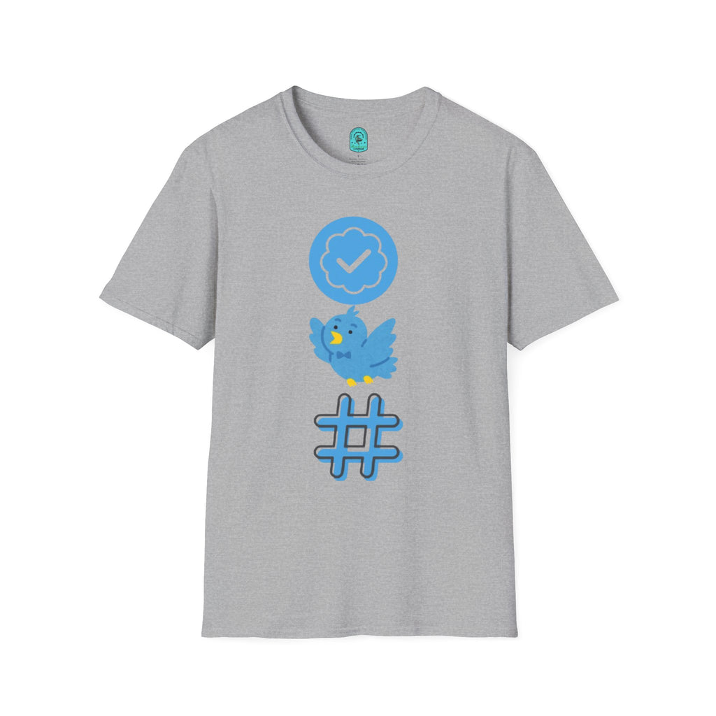 Verified Blue Bird T-Shirt — Social Media Checkmark & Hashtag Graphic Tee