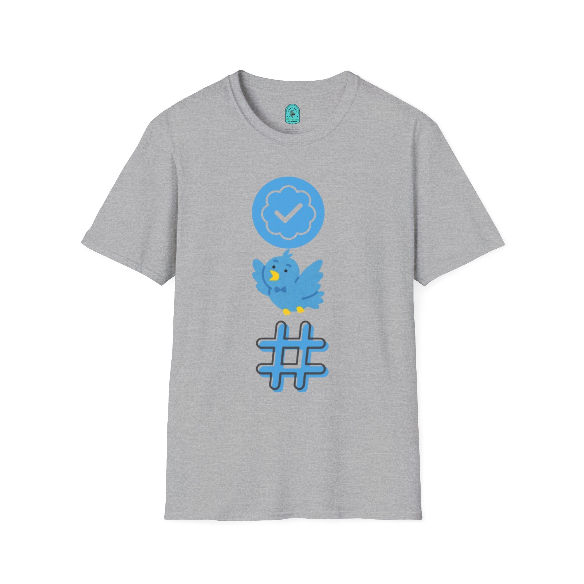 Verified Blue Bird T-Shirt — Social Media Checkmark & Hashtag Graphic Tee