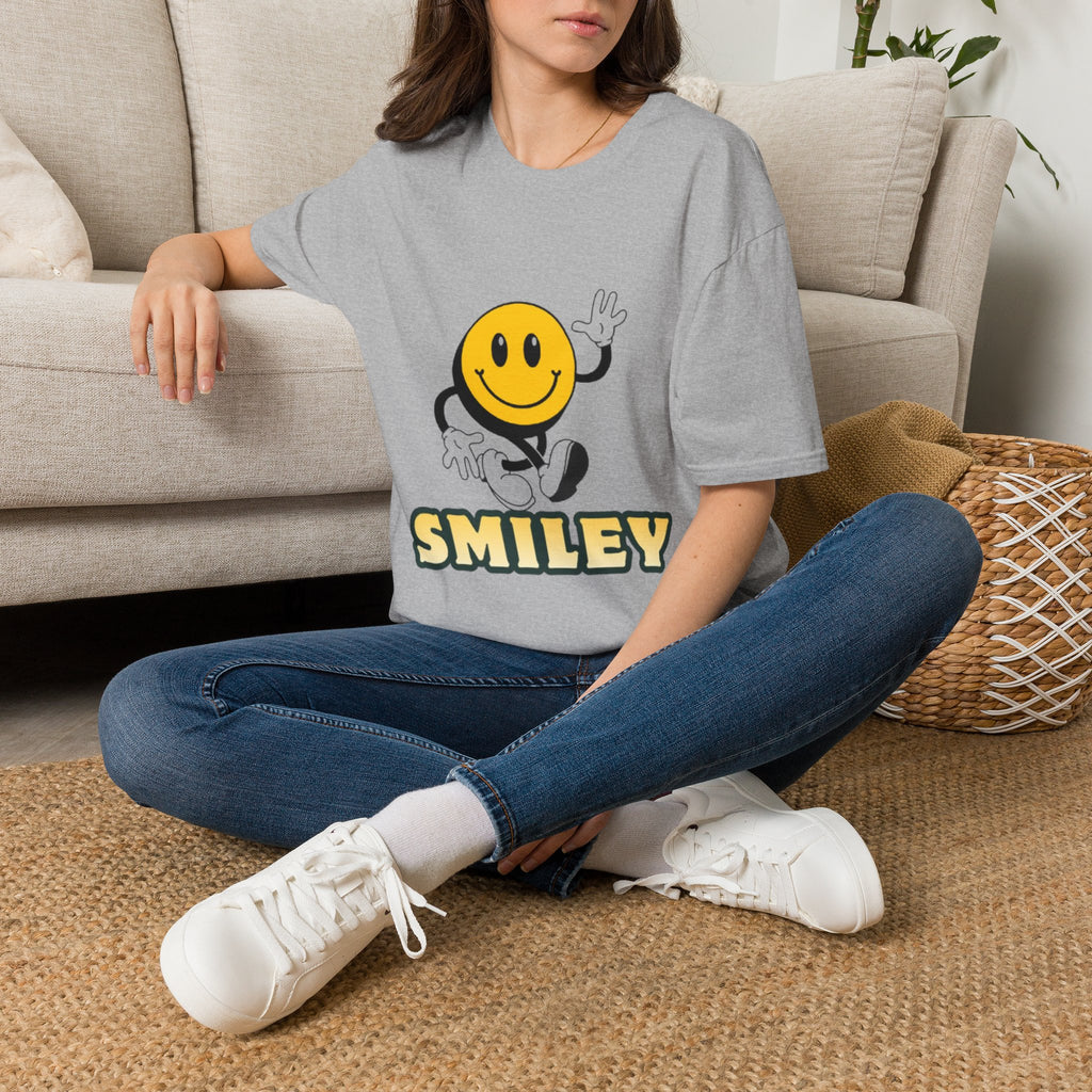 Smiley Waving T‑Shirt — Retro Happy Face Graphic Tee