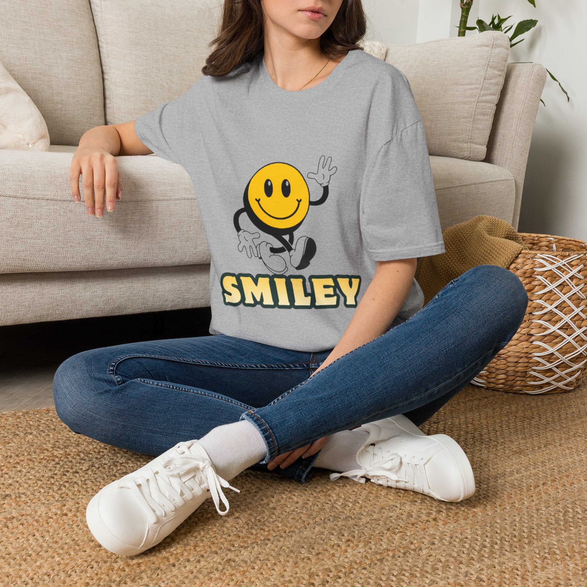 Smiley Waving T‑Shirt — Retro Happy Face Graphic Tee