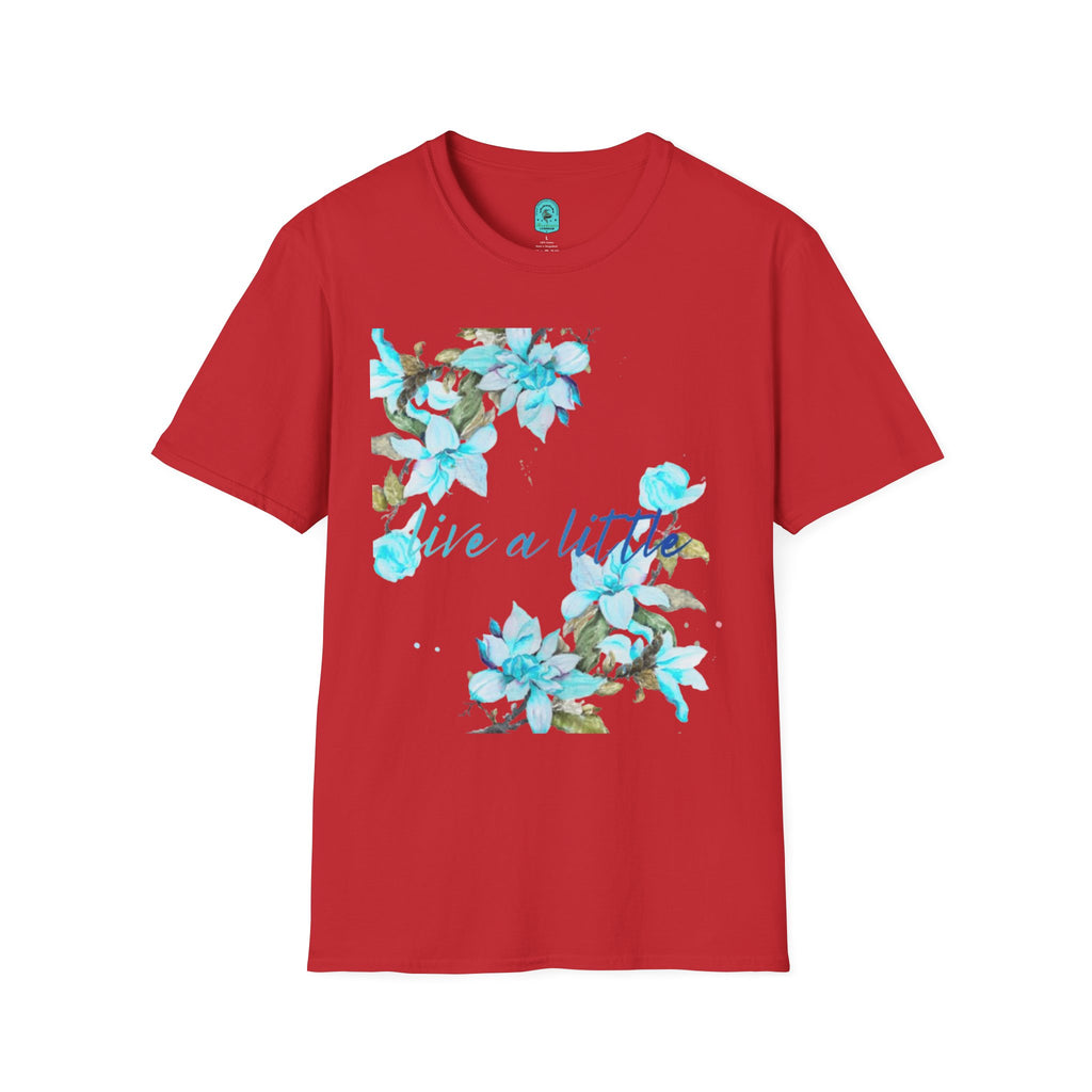 Floral 'Give a Little' Tee – Blue Watercolor Flower T-Shirt