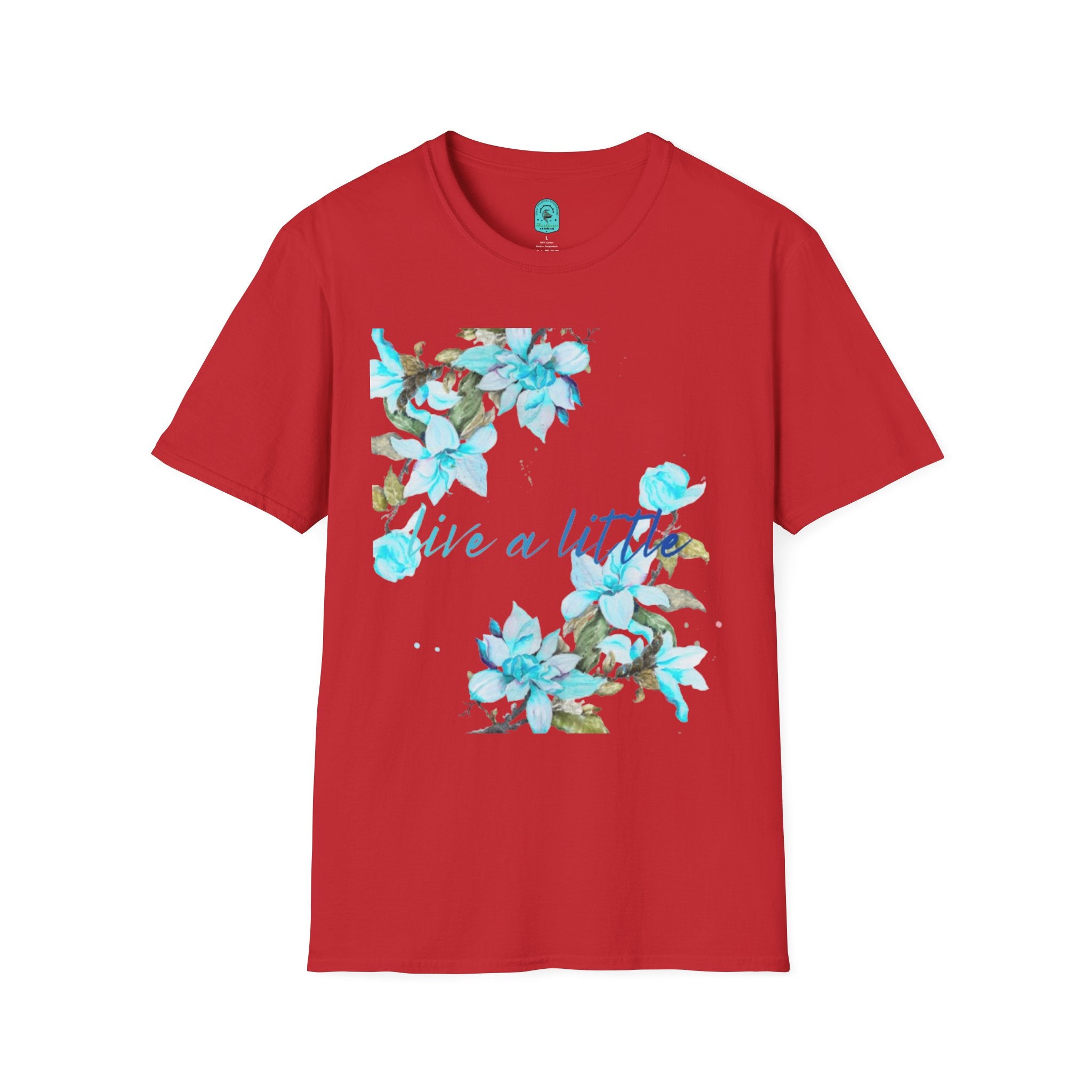 Floral 'Give a Little' Tee – Blue Watercolor Flower T-Shirt