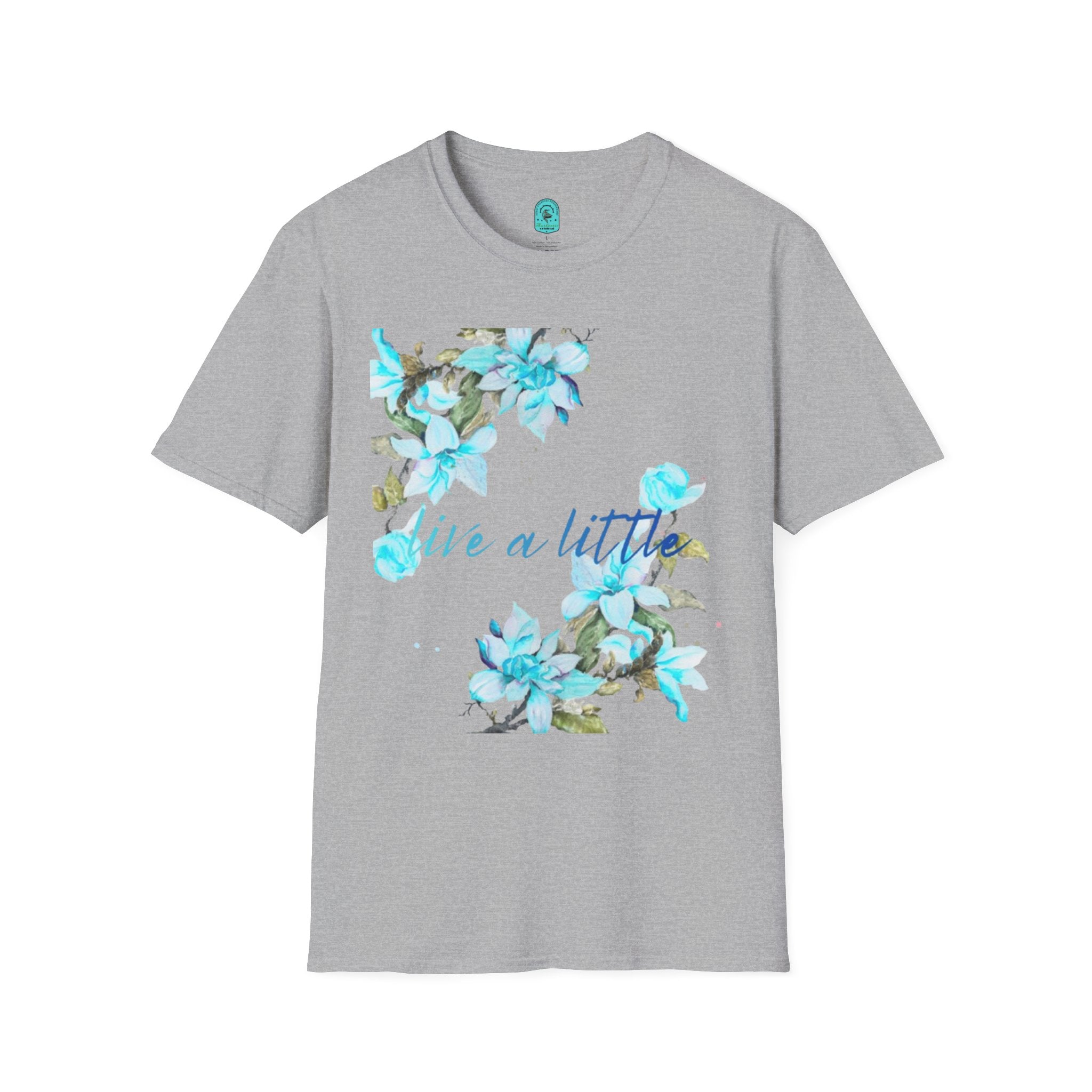 Floral 'Give a Little' Tee – Blue Watercolor Flower T-Shirt