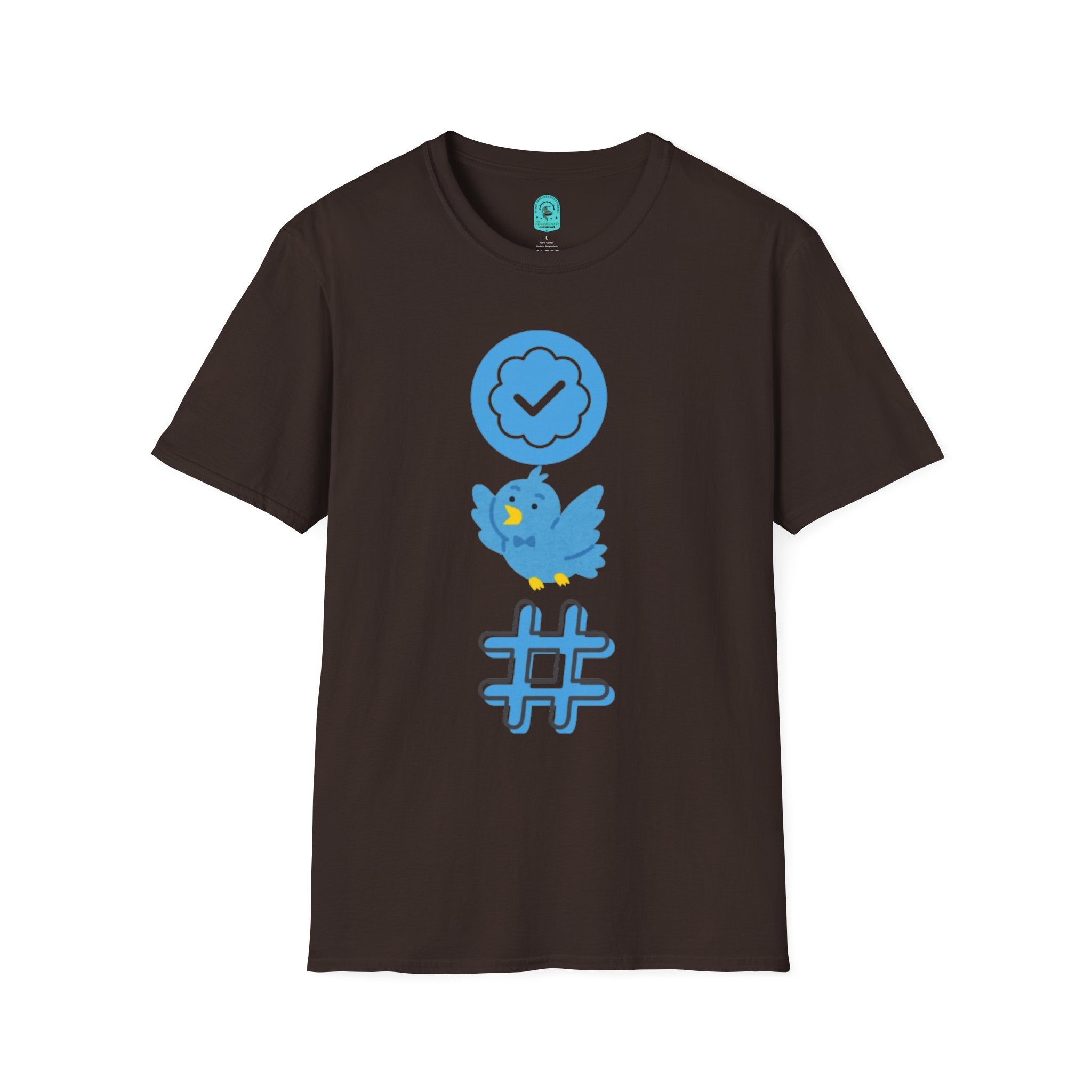 Verified Blue Bird T-Shirt — Social Media Checkmark & Hashtag Graphic Tee