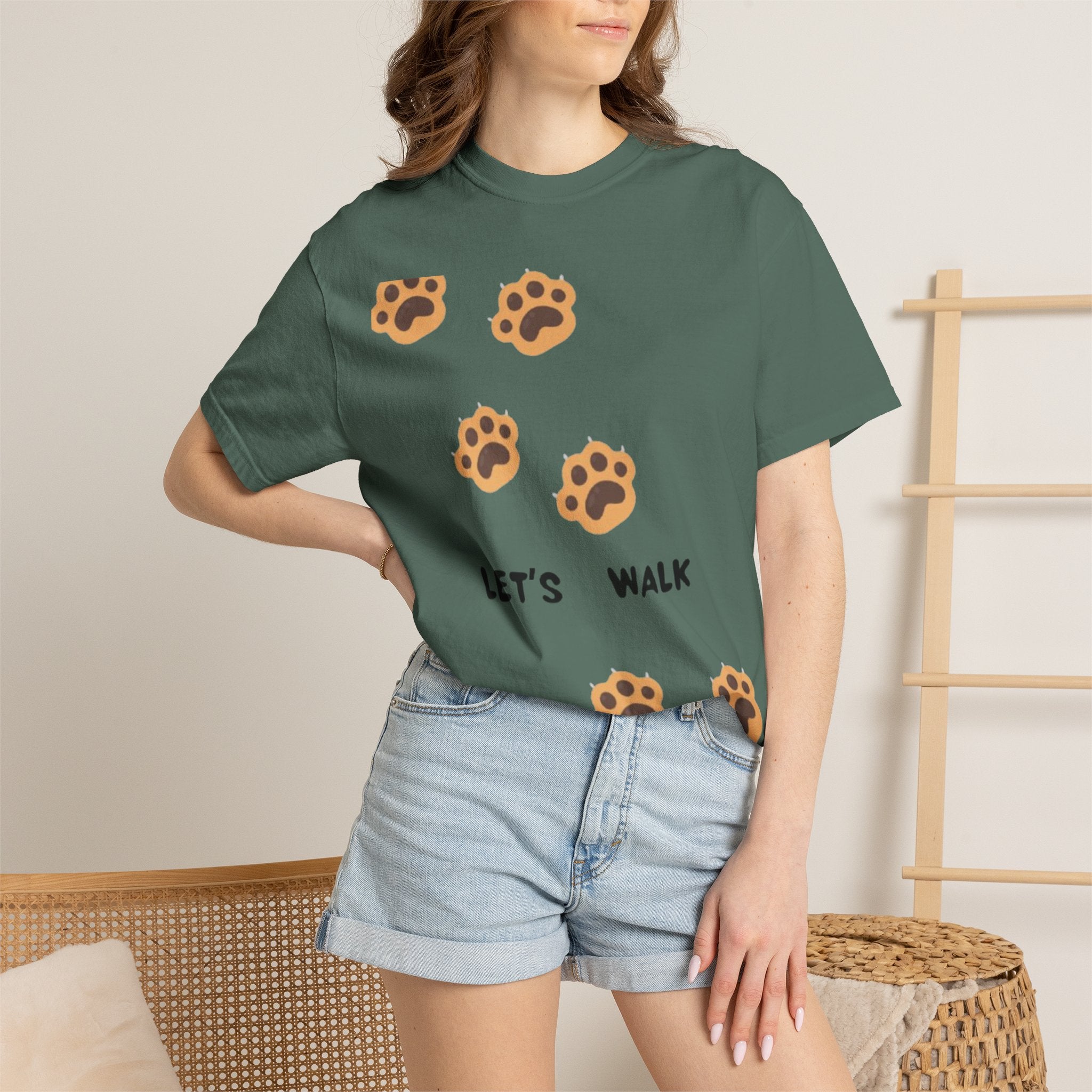 Let's Walk Paw Print T-Shirt