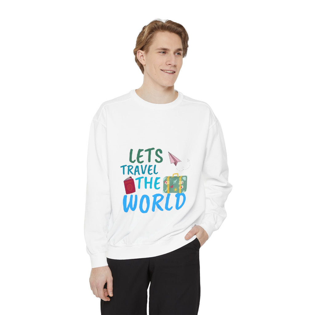 Travel Sweatshirt - "Let's Travel the World" Cozy Crewneck for Travelers