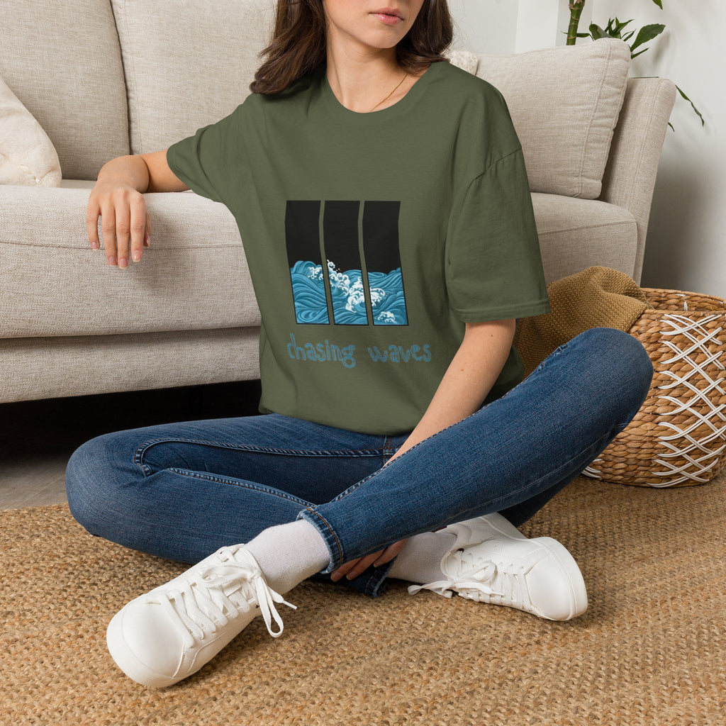 Waves Triptych T-Shirt — "Chasing Waves" Graphic Tee