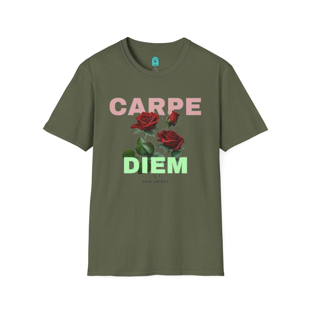 Carpe Diem Rose Tee — Inspirational Floral Graphic T-Shirt