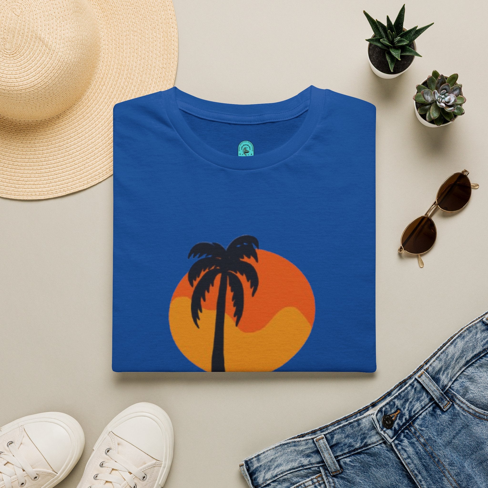 Palm Sunset T-Shirt — “Shell Yeah” Beach Vibes Tee