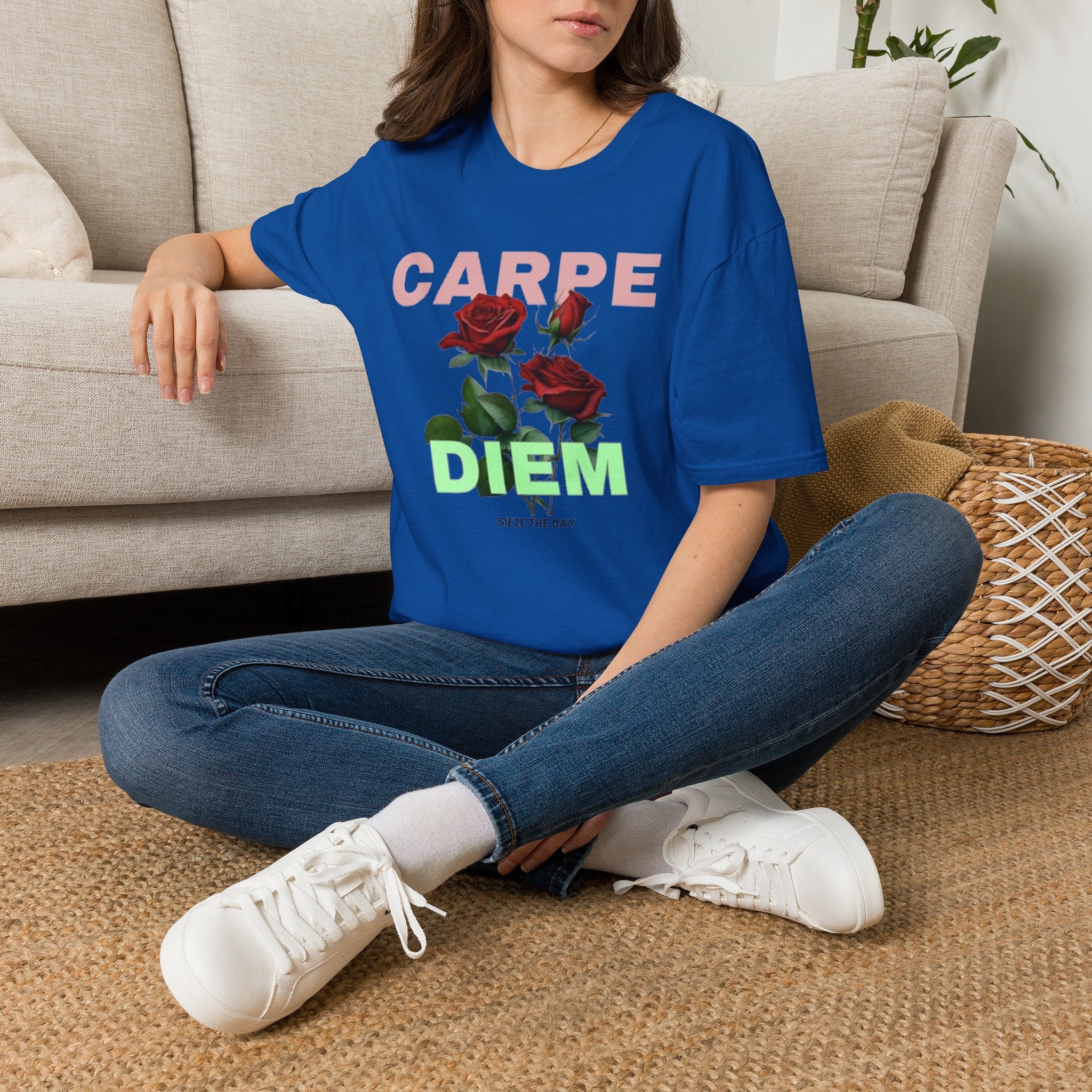 Carpe Diem Rose Tee — Inspirational Floral Graphic T-Shirt