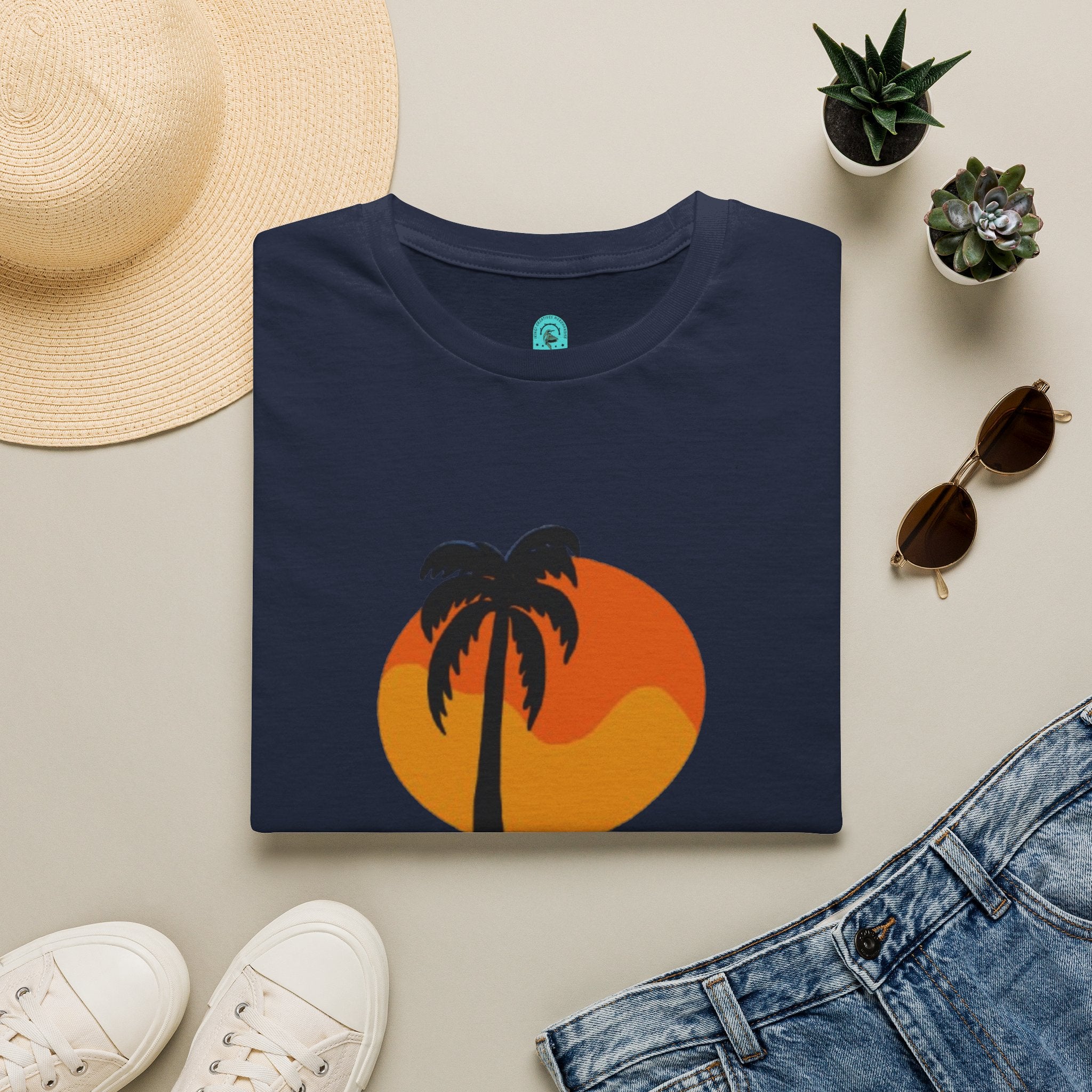 Palm Sunset T-Shirt — “Shell Yeah” Beach Vibes Tee