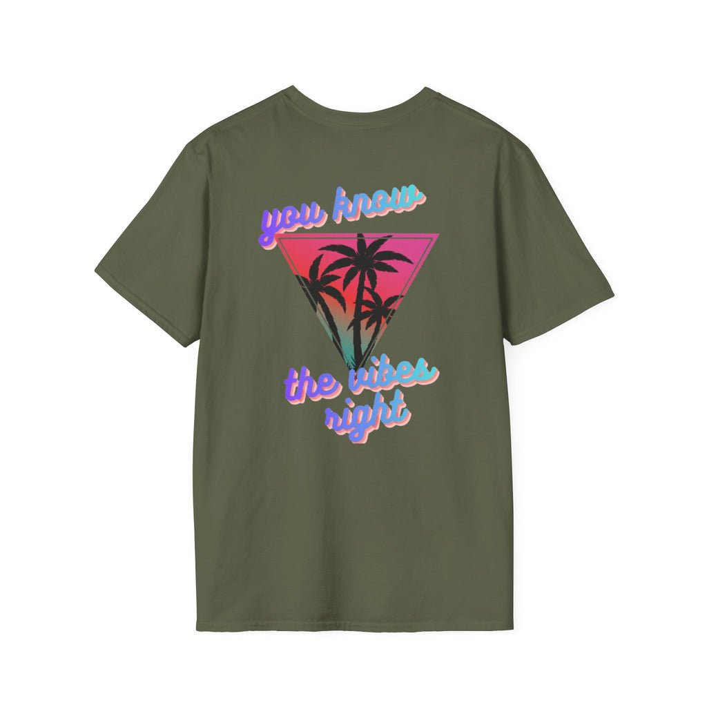 T-Shirt — "You Know the Vibes Right" Retro Palm Sunset Graphic Tee
