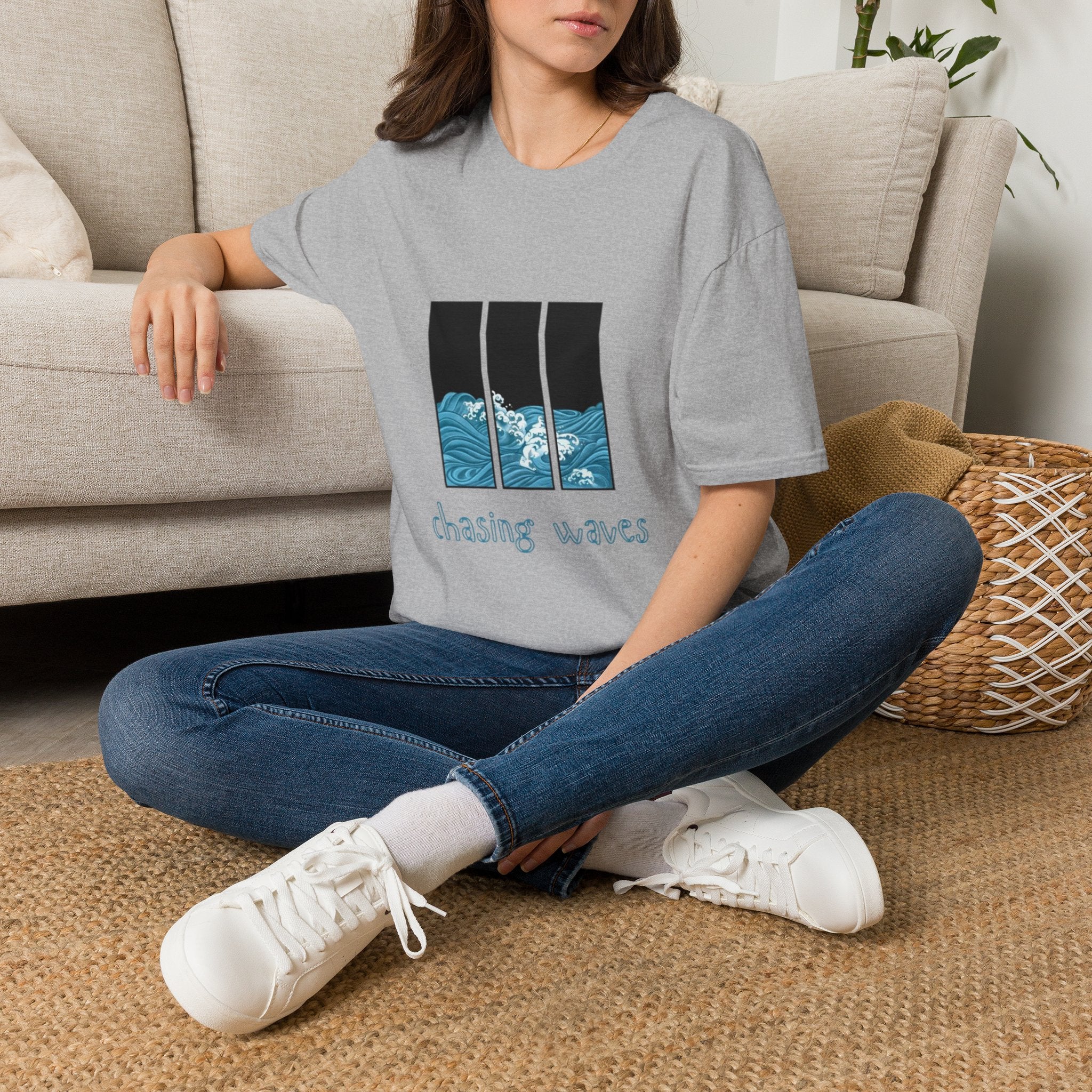 Waves Triptych T-Shirt — "Chasing Waves" Graphic Tee
