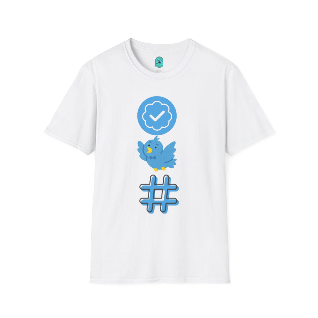 Verified Blue Bird T-Shirt — Social Media Checkmark & Hashtag Graphic Tee