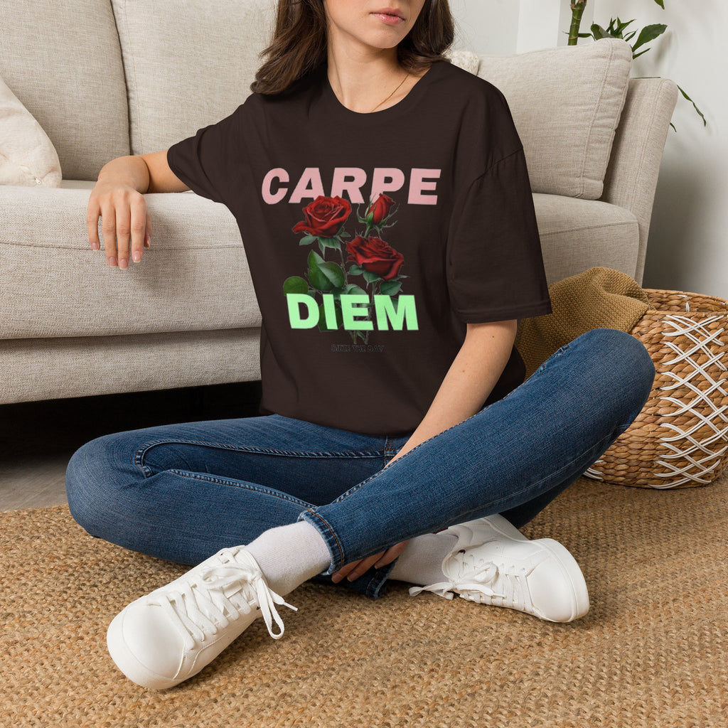 Carpe Diem Rose Tee — Inspirational Floral Graphic T-Shirt