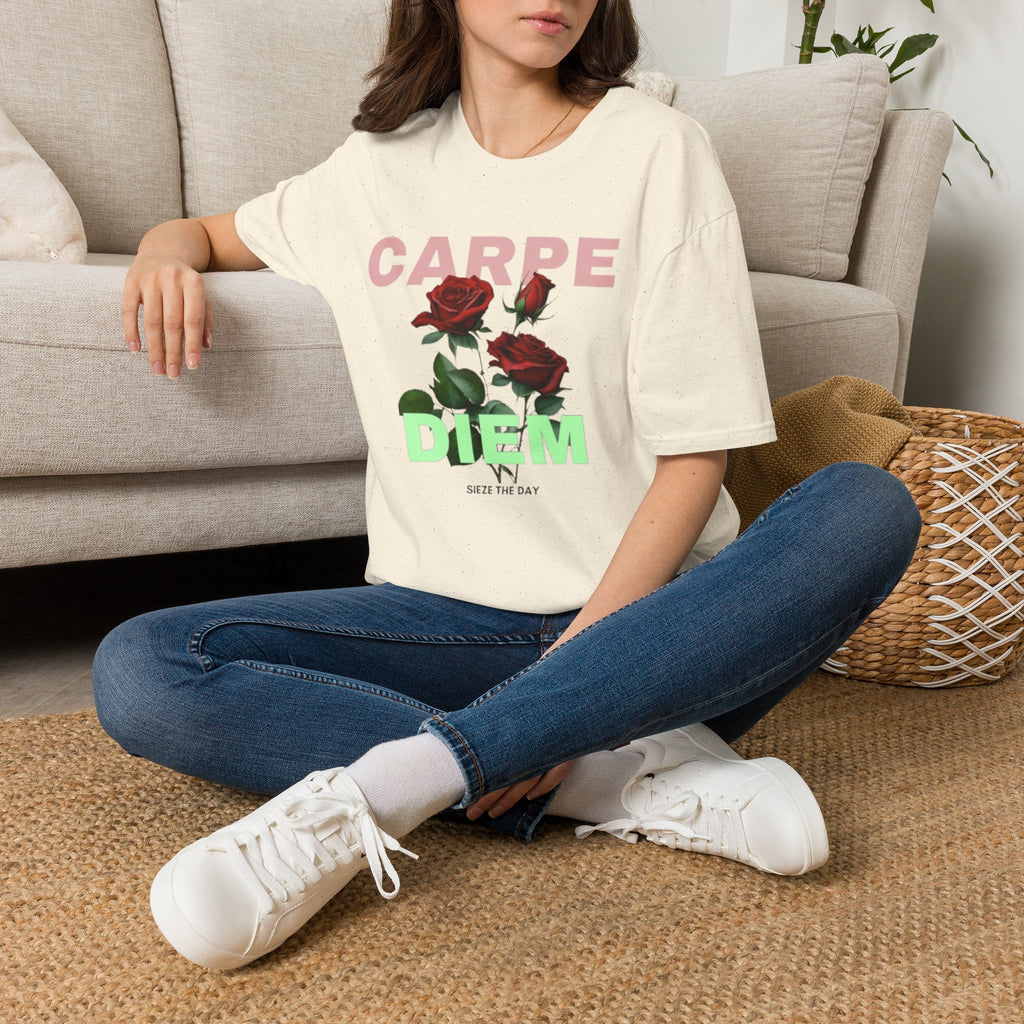 Carpe Diem Rose Tee — Inspirational Floral Graphic T-Shirt