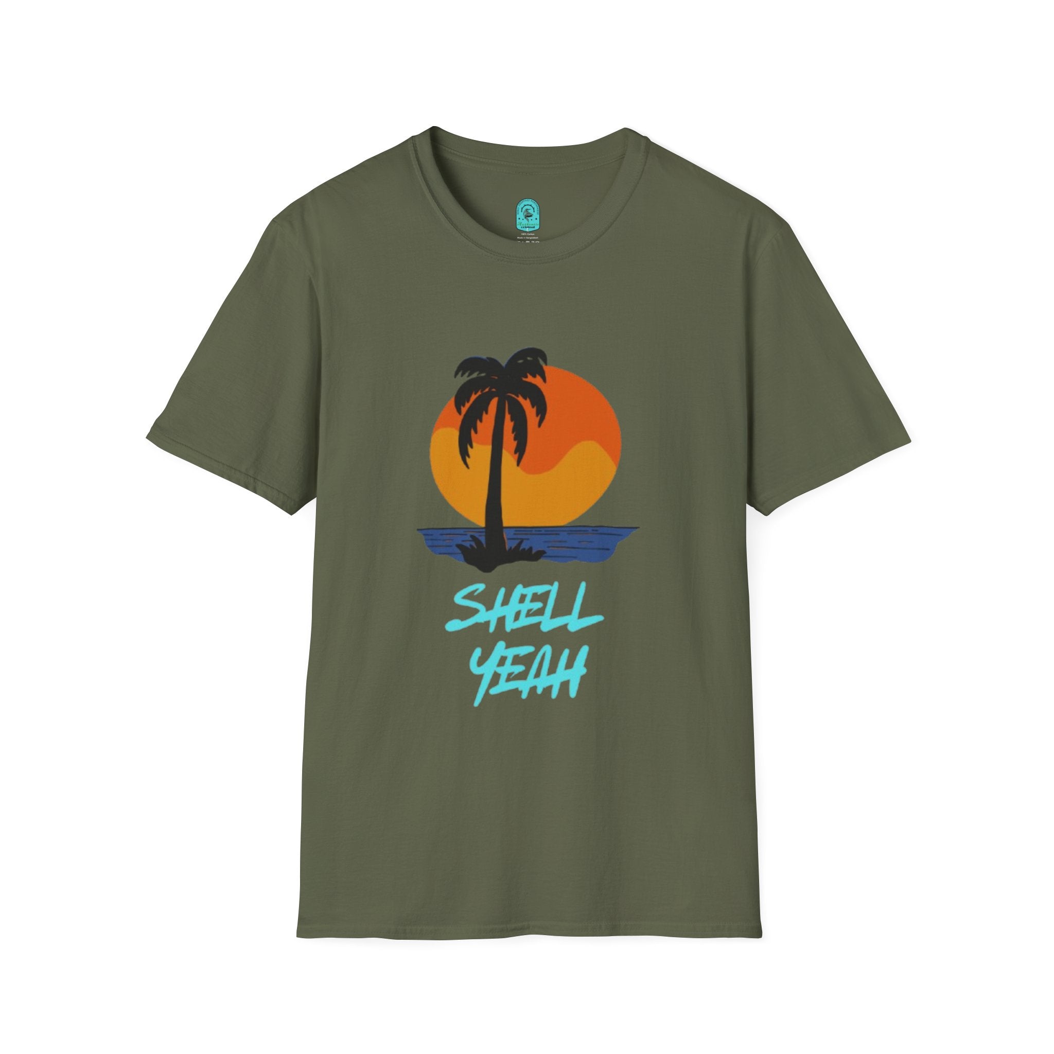 Palm Sunset T-Shirt — “Shell Yeah” Beach Vibes Tee