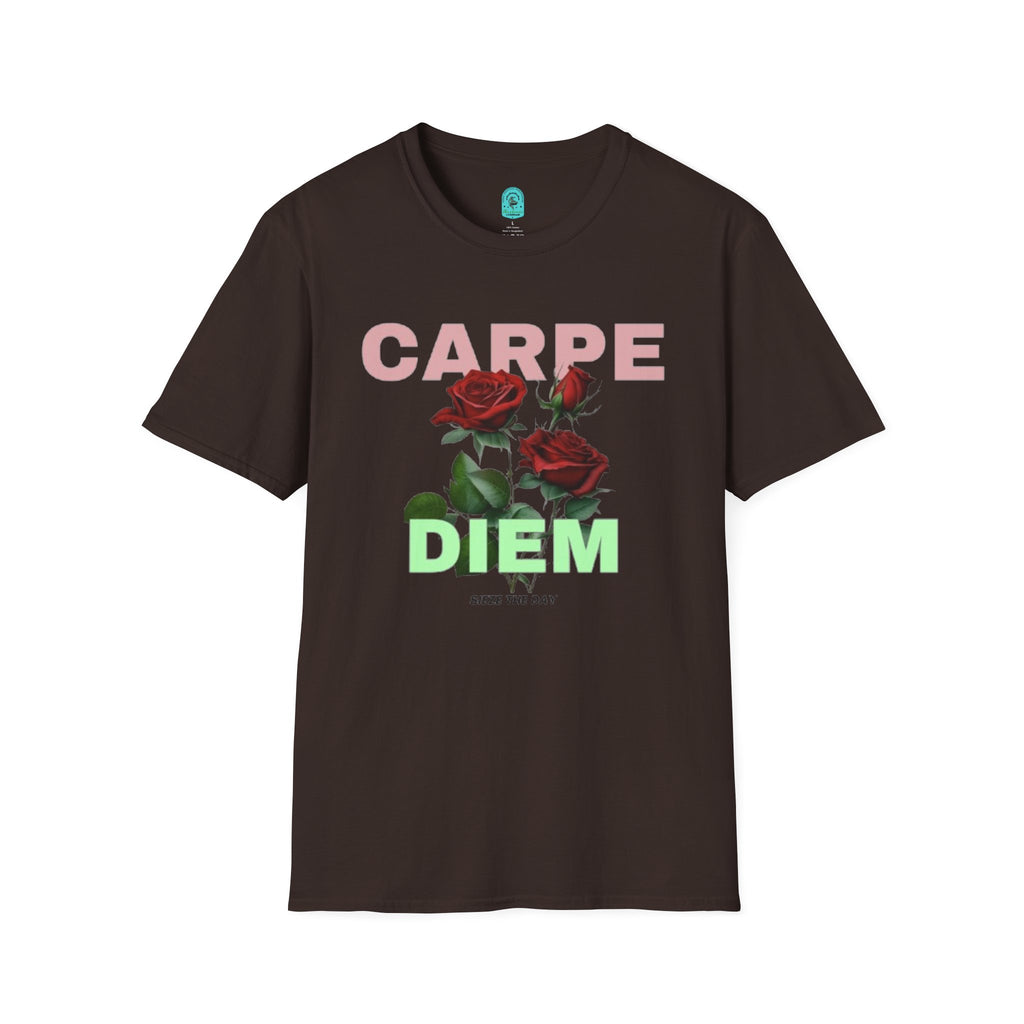 Carpe Diem Rose Tee — Inspirational Floral Graphic T-Shirt