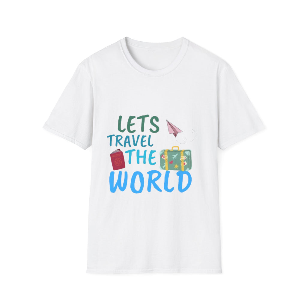 Lets Travel The World T-Shirt — Cute Paper Plane & Luggage Travel Tee
