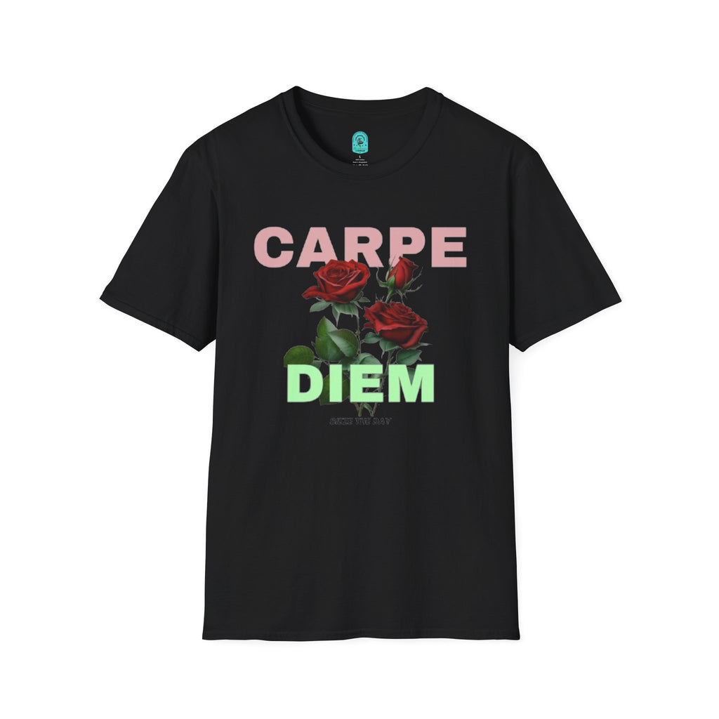 Carpe Diem Rose Tee — Inspirational Floral Graphic T-Shirt