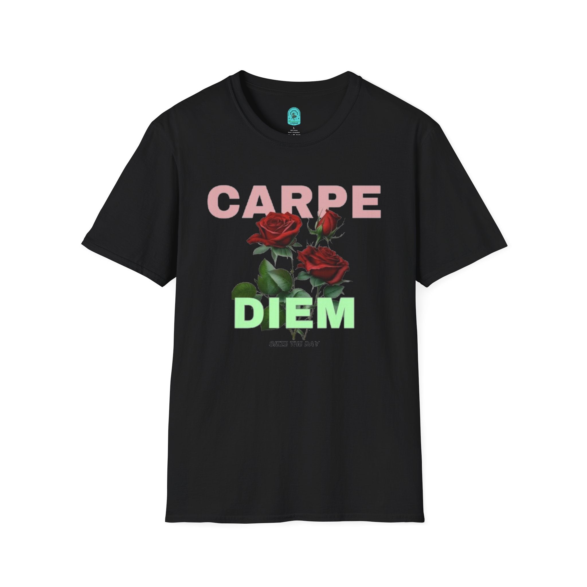 Carpe Diem Rose Tee — Inspirational Floral Graphic T-Shirt