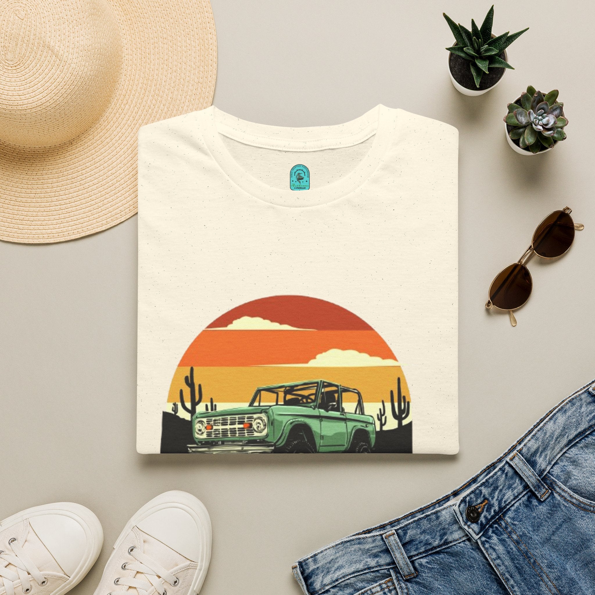 Adventure Jeep T-Shirt — Retro Desert Sunset Graphic Tee