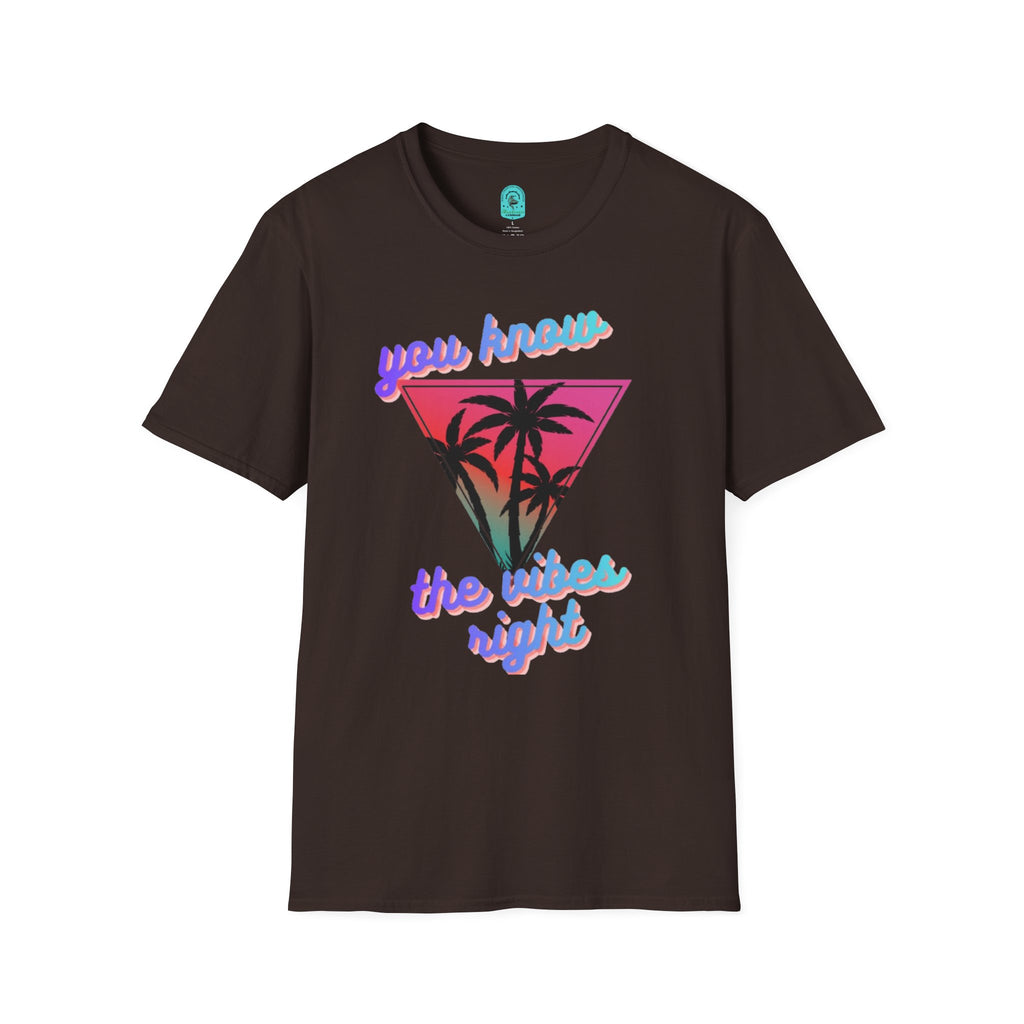 T-Shirt — "You Know the Vibes Right" Retro Palm Sunset Graphic Tee