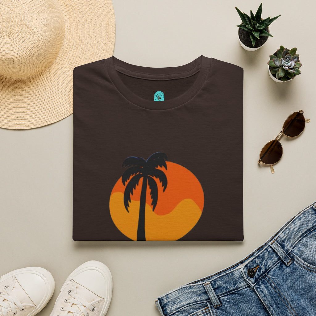 Palm Sunset T-Shirt — “Shell Yeah” Beach Vibes Tee