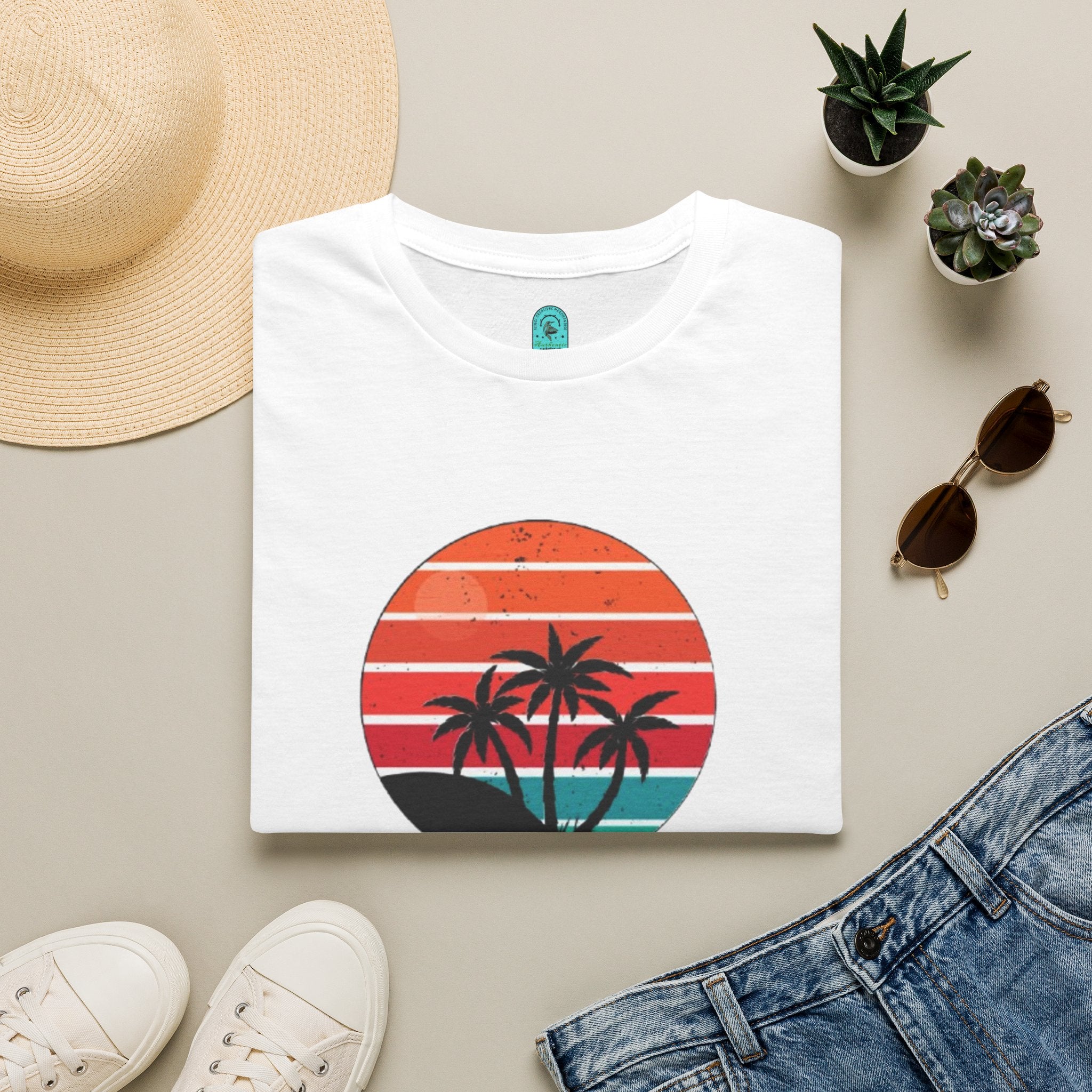 T-Shirt — Retro Sunset Palm Beach Please Tee