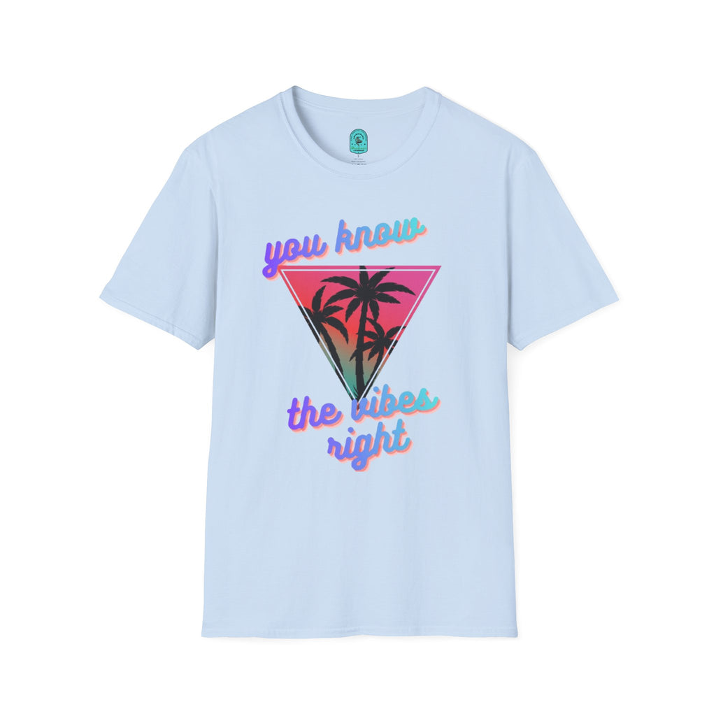 T-Shirt — "You Know the Vibes Right" Retro Palm Sunset Graphic Tee