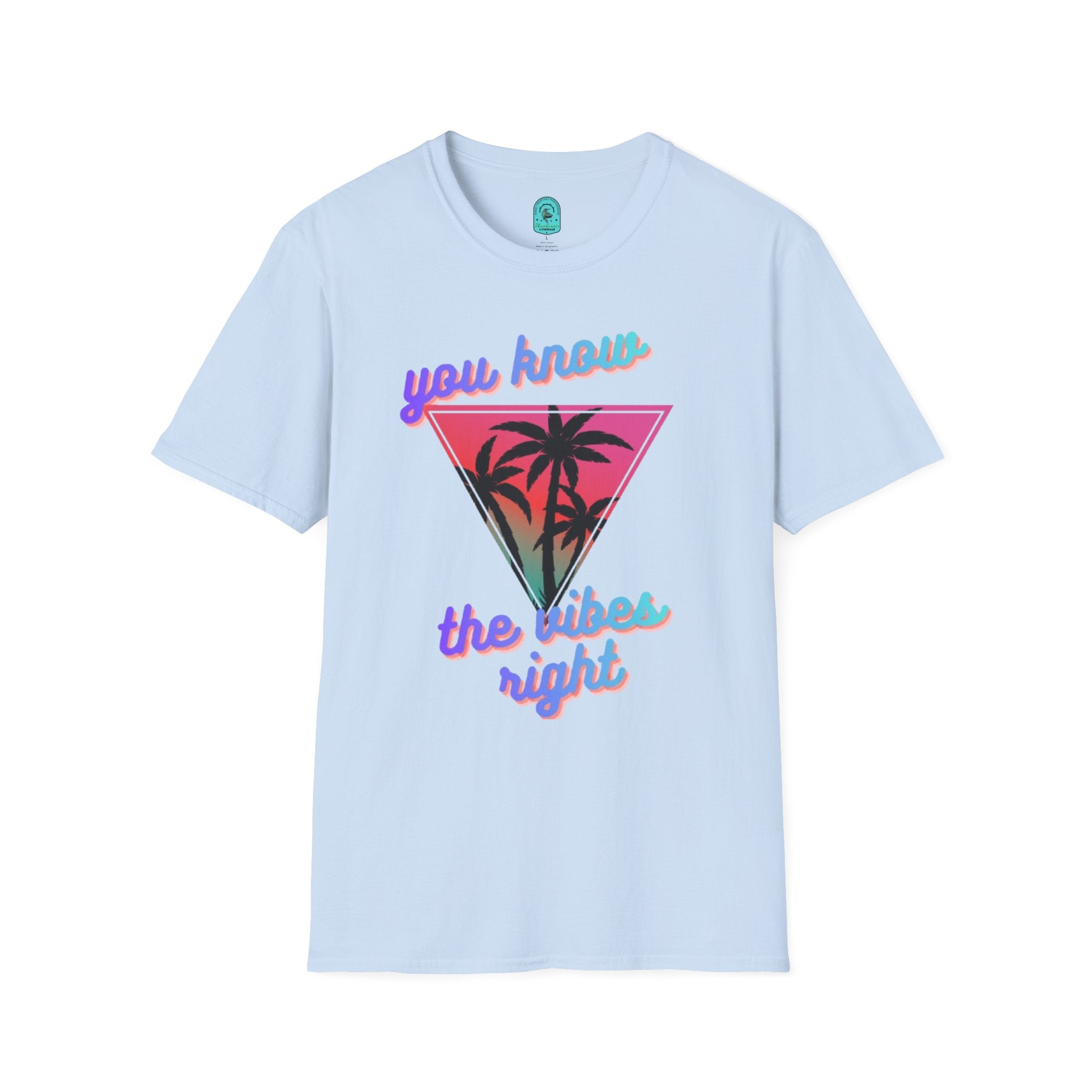 T-Shirt — "You Know the Vibes Right" Retro Palm Sunset Graphic Tee