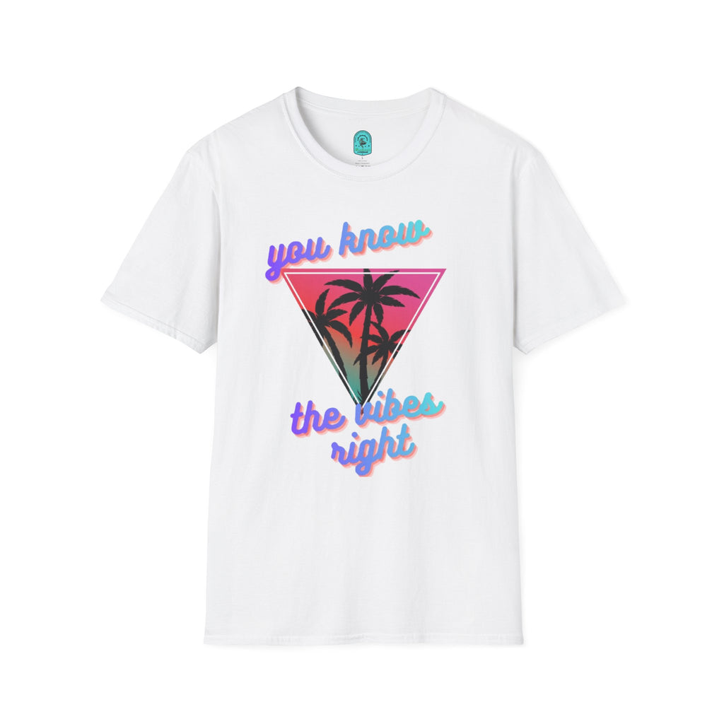 T-Shirt — "You Know the Vibes Right" Retro Palm Sunset Graphic Tee