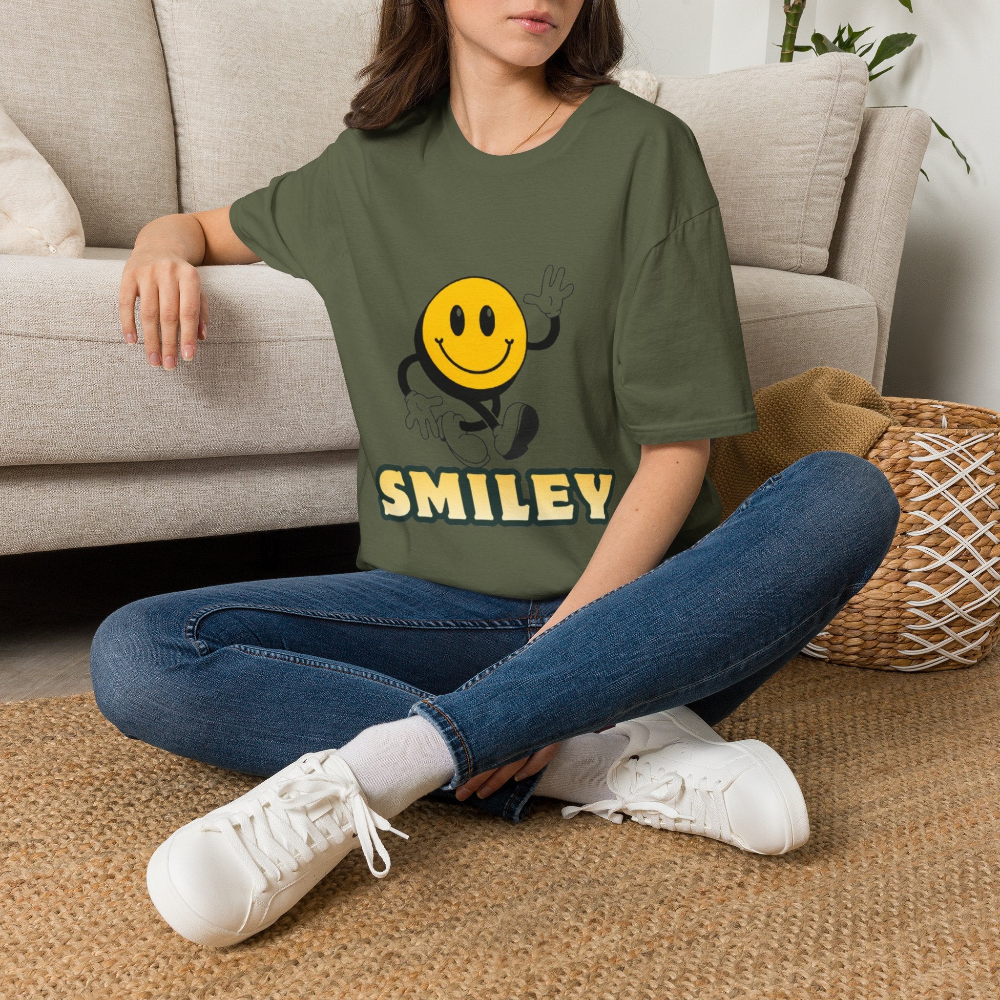 Smiley Waving T‑Shirt — Retro Happy Face Graphic Tee