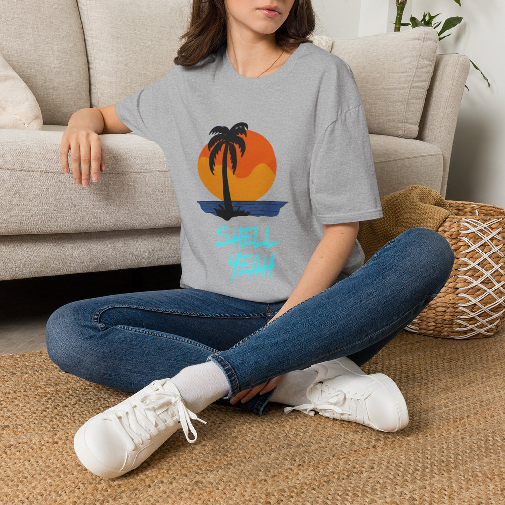 Palm Sunset T-Shirt — “Shell Yeah” Beach Vibes Tee