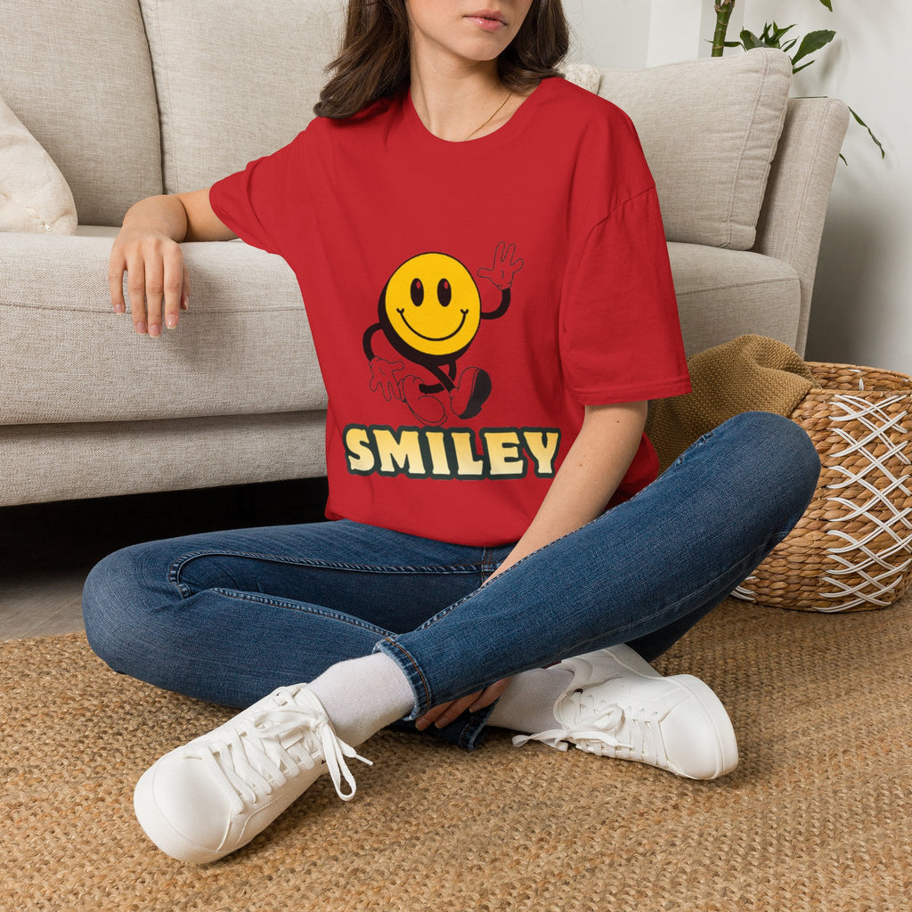 Smiley Waving T‑Shirt — Retro Happy Face Graphic Tee