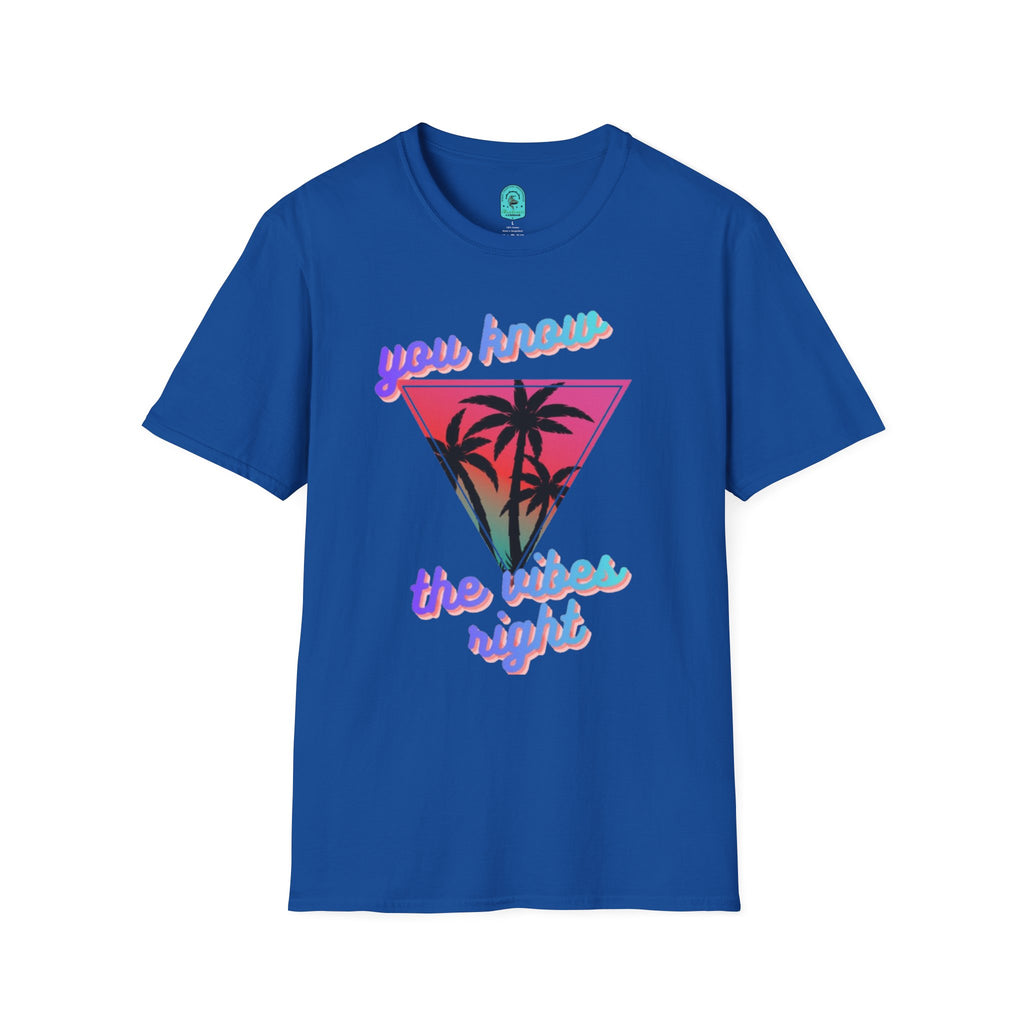 T-Shirt — "You Know the Vibes Right" Retro Palm Sunset Graphic Tee