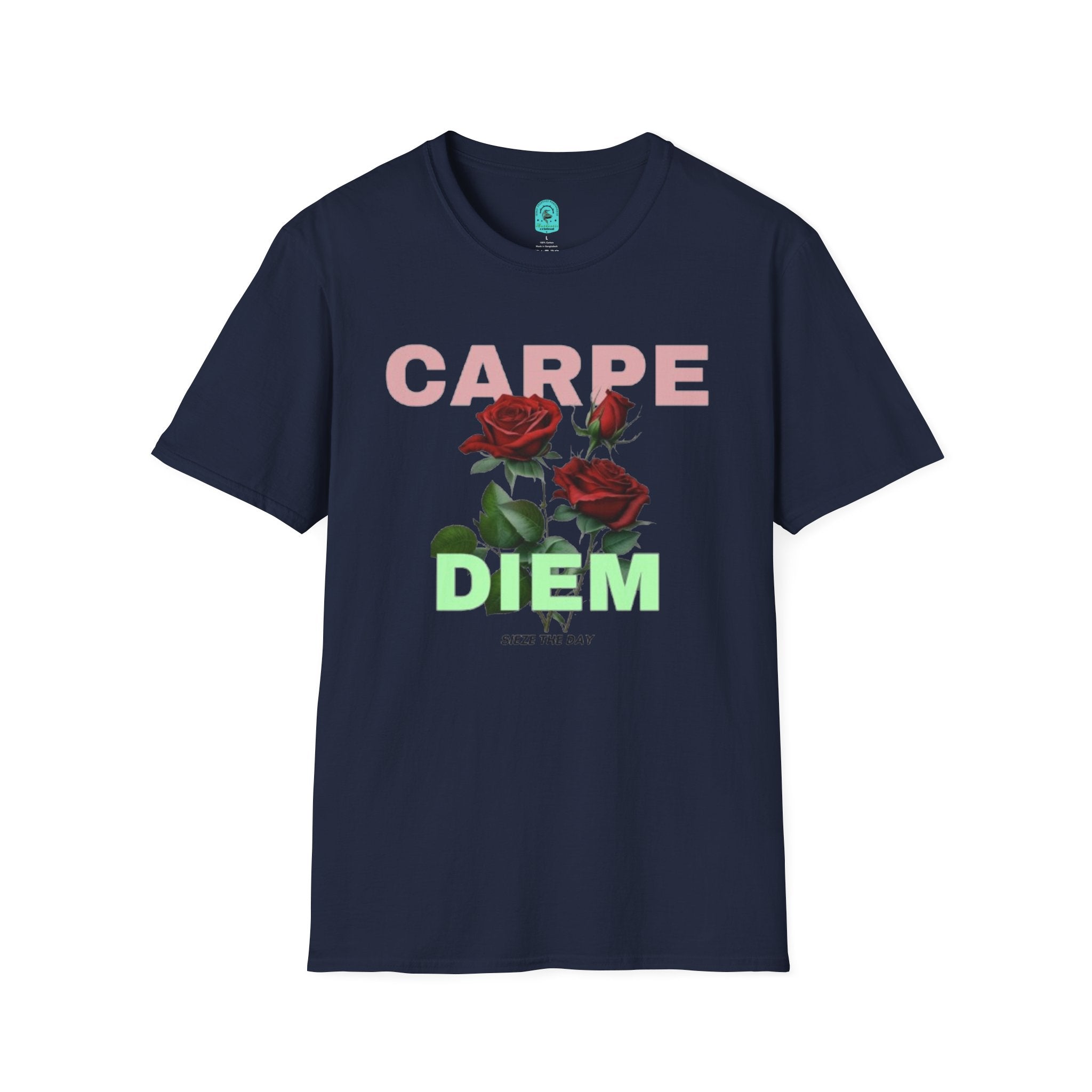 Carpe Diem Rose Tee — Inspirational Floral Graphic T-Shirt