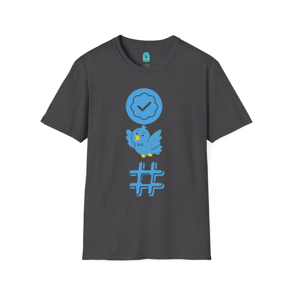 Verified Blue Bird T-Shirt — Social Media Checkmark & Hashtag Graphic Tee