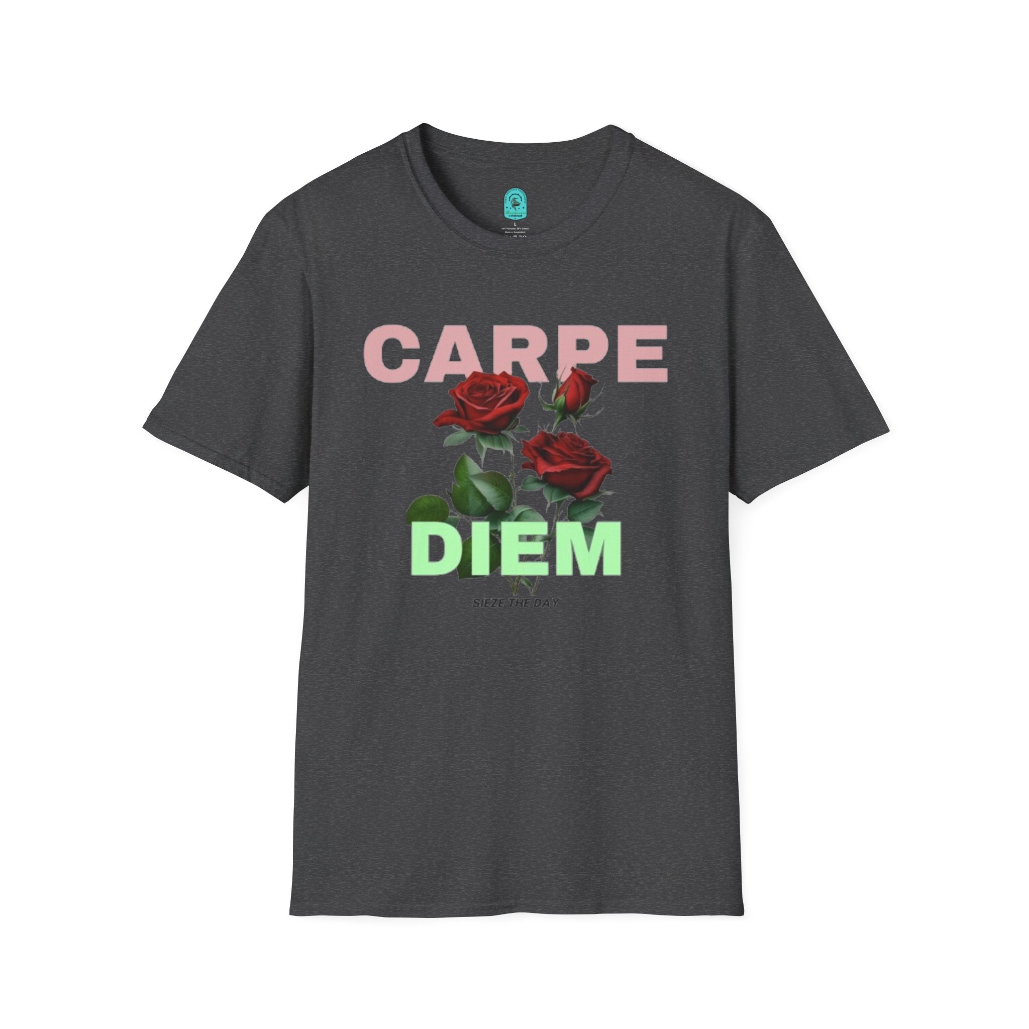 Carpe Diem Rose Tee — Inspirational Floral Graphic T-Shirt