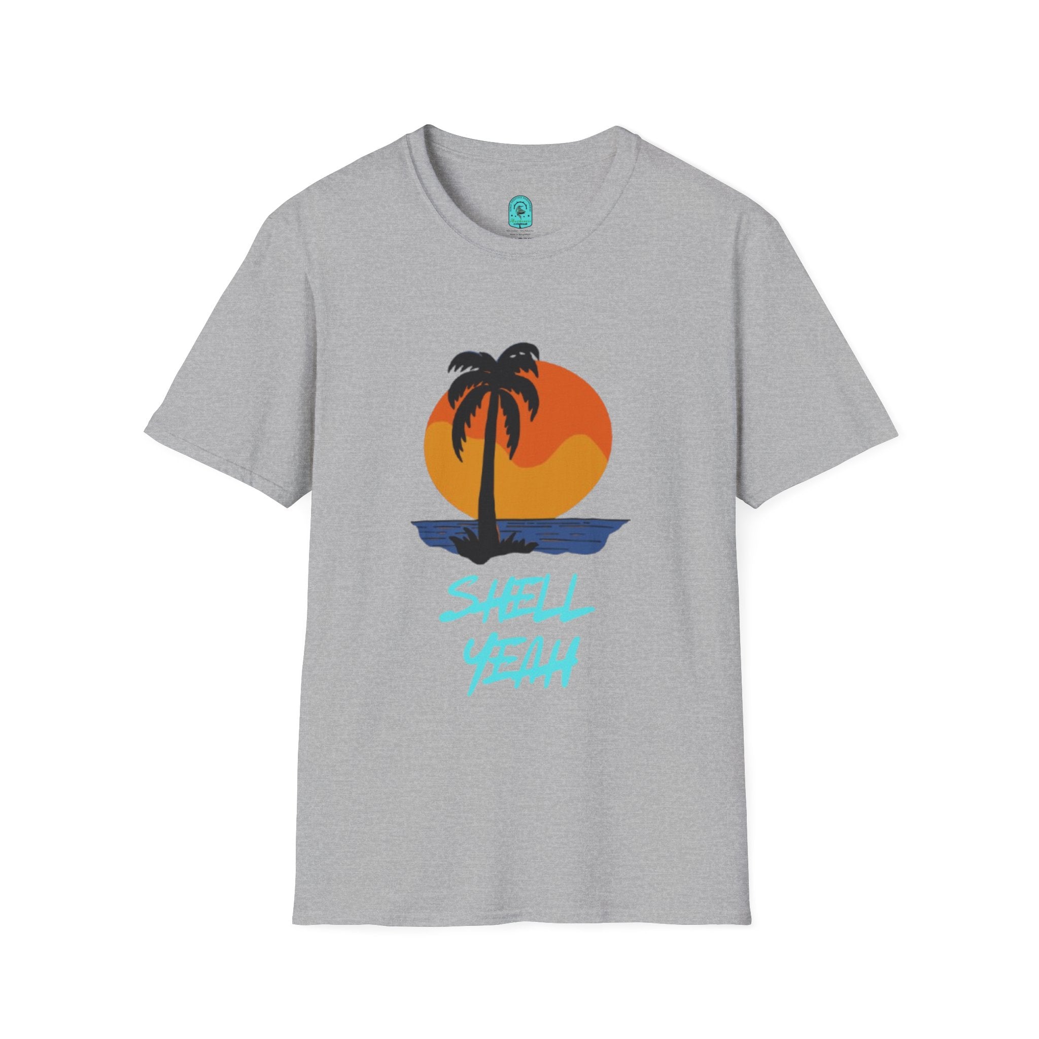 Palm Sunset T-Shirt — “Shell Yeah” Beach Vibes Tee