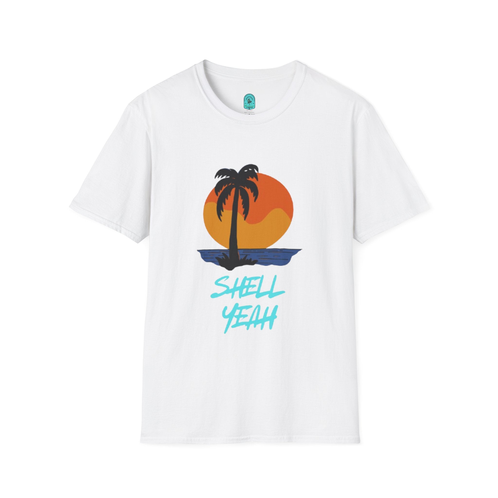 Palm Sunset T-Shirt — “Shell Yeah” Beach Vibes Tee