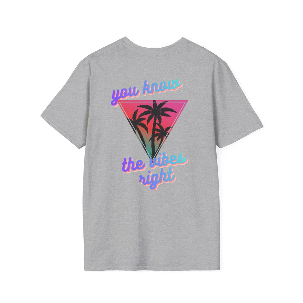 T-Shirt — "You Know the Vibes Right" Retro Palm Sunset Graphic Tee