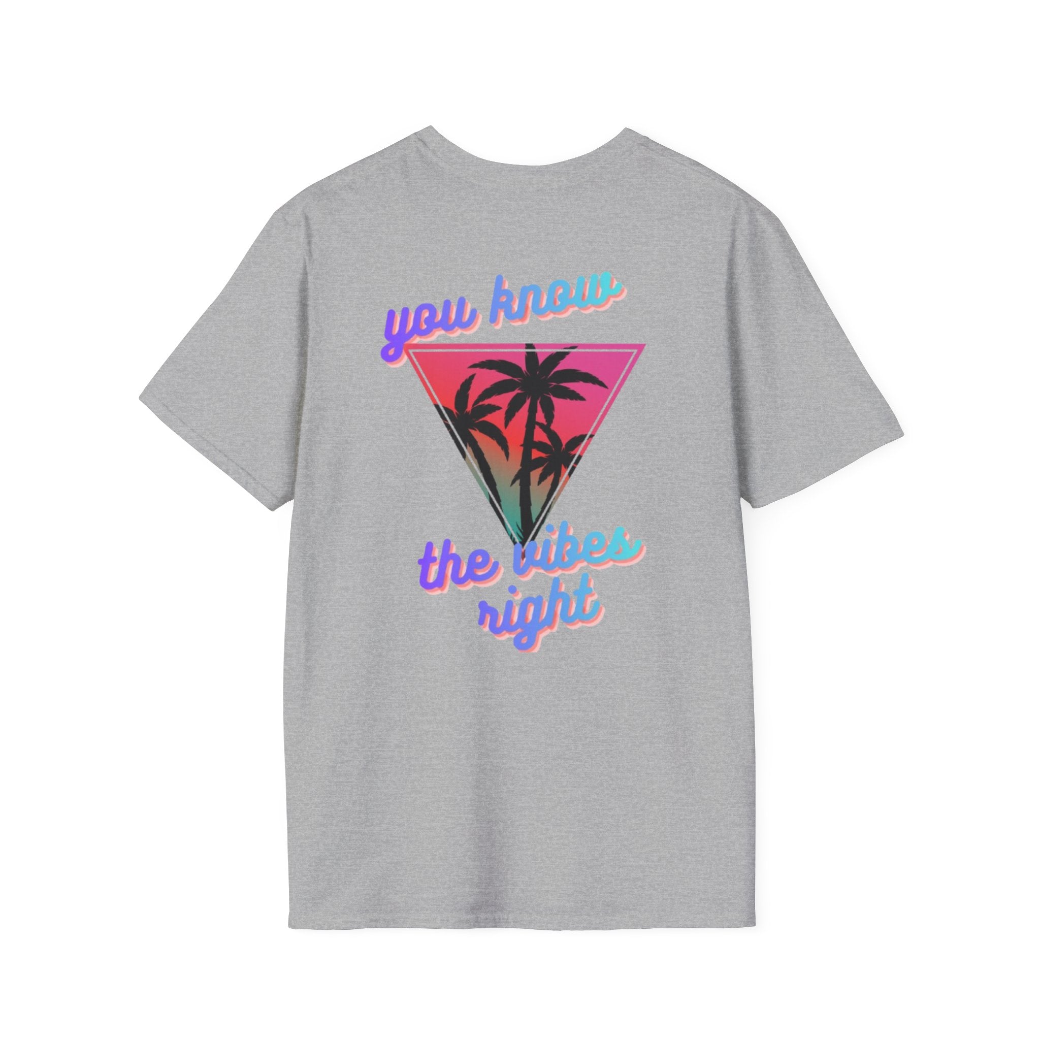 T-Shirt — "You Know the Vibes Right" Retro Palm Sunset Graphic Tee